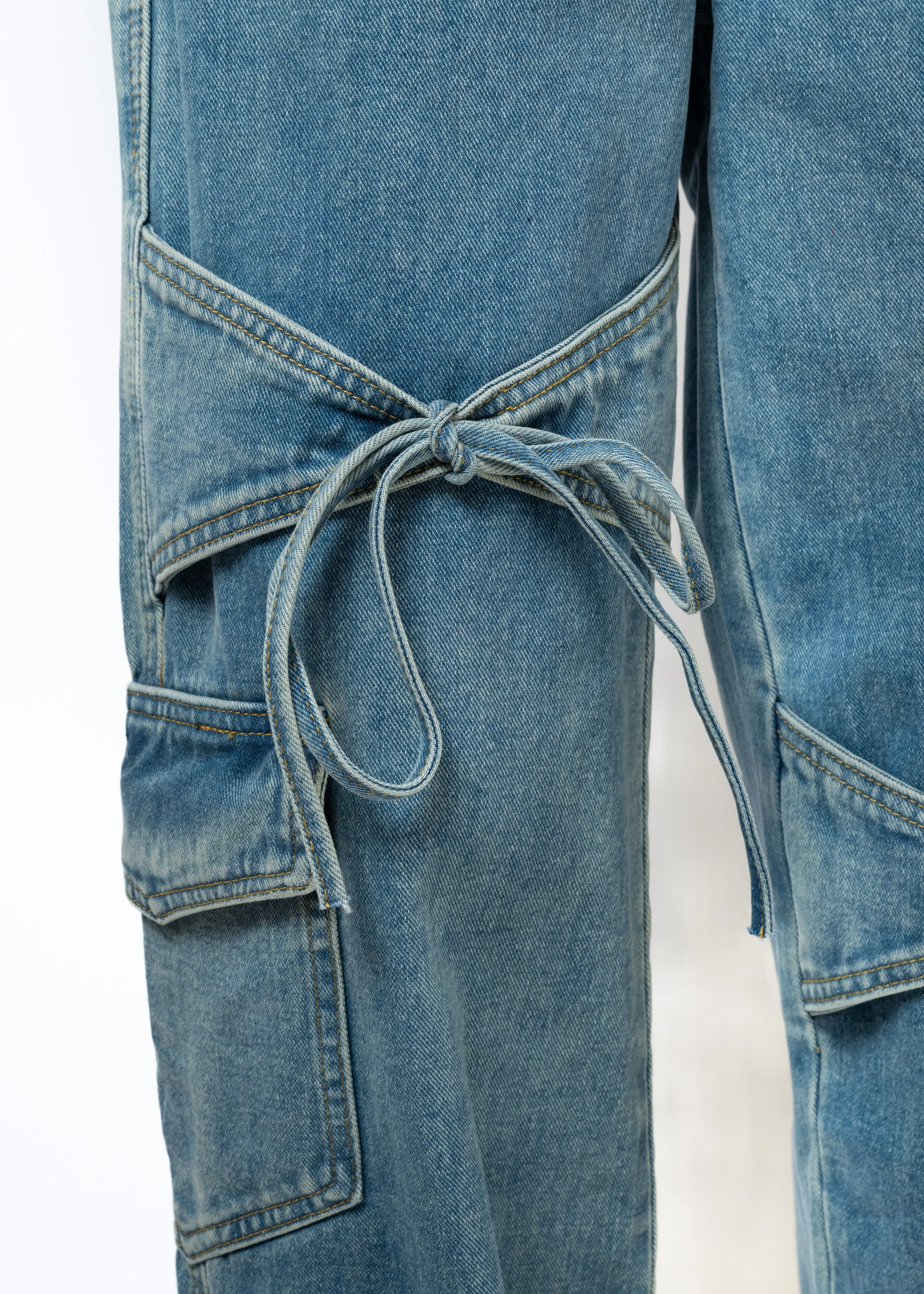 Denim Bow Cargo Pant sold by Kate Hewko product image thumbnail 5