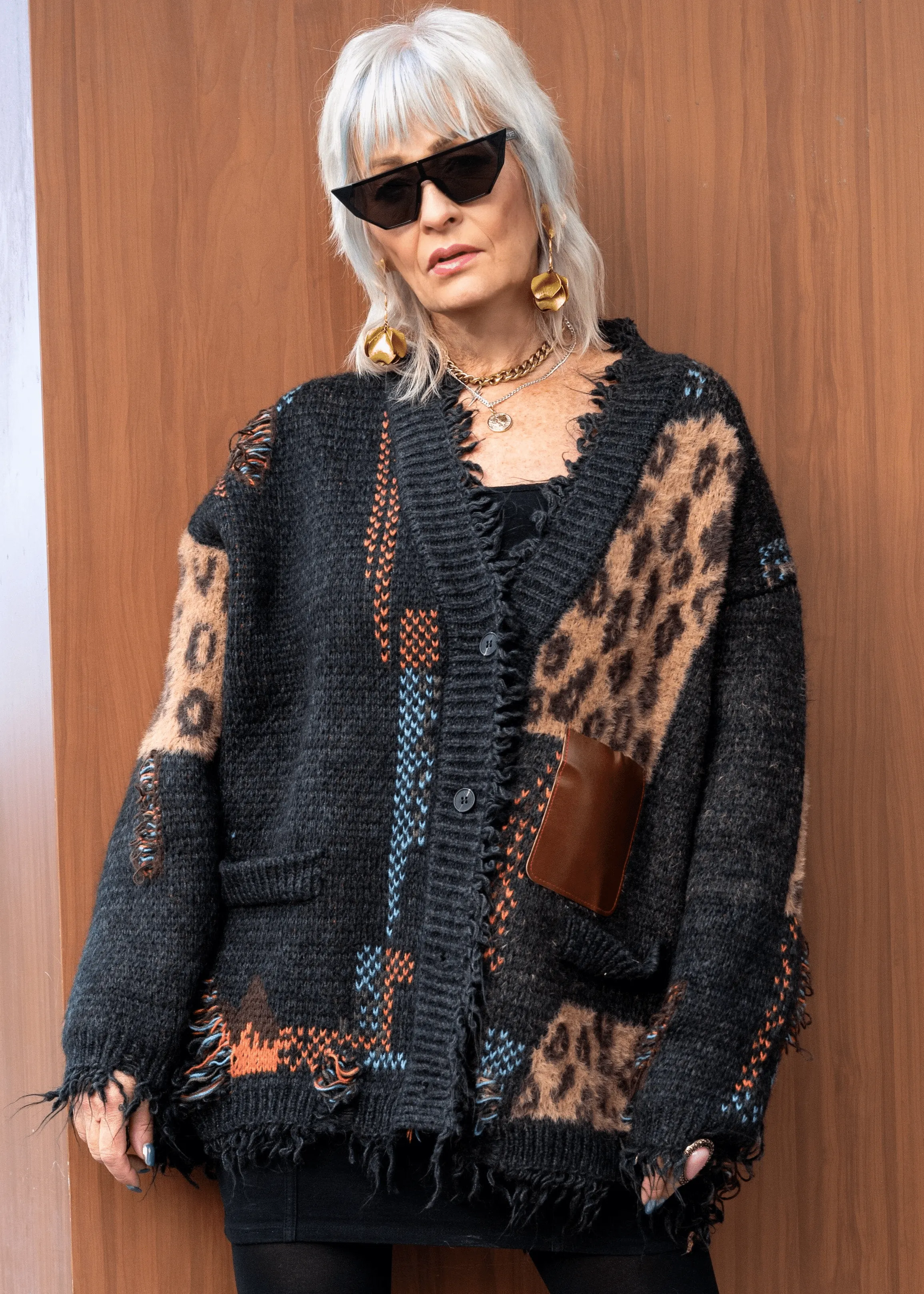 Distressed Trim Patched Sweater sold by Kate Hewko