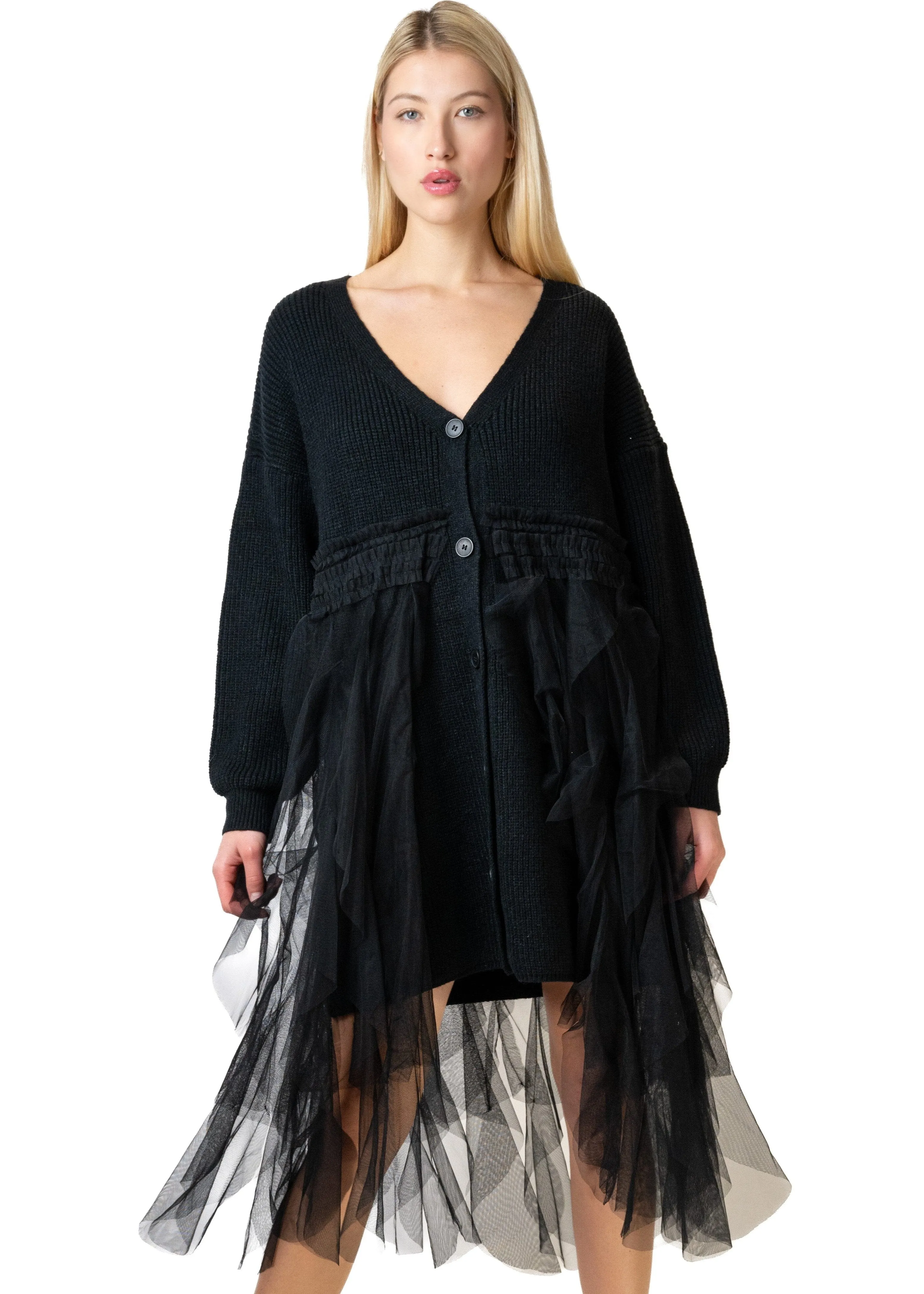Ruffled Tulle Knit Cardigan sold by Kate Hewko product image thumbnail 4