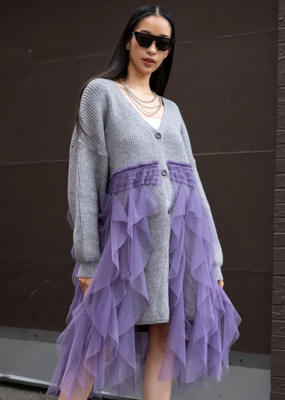 Ruffled Tulle Knit Cardigan sold by Kate Hewko
