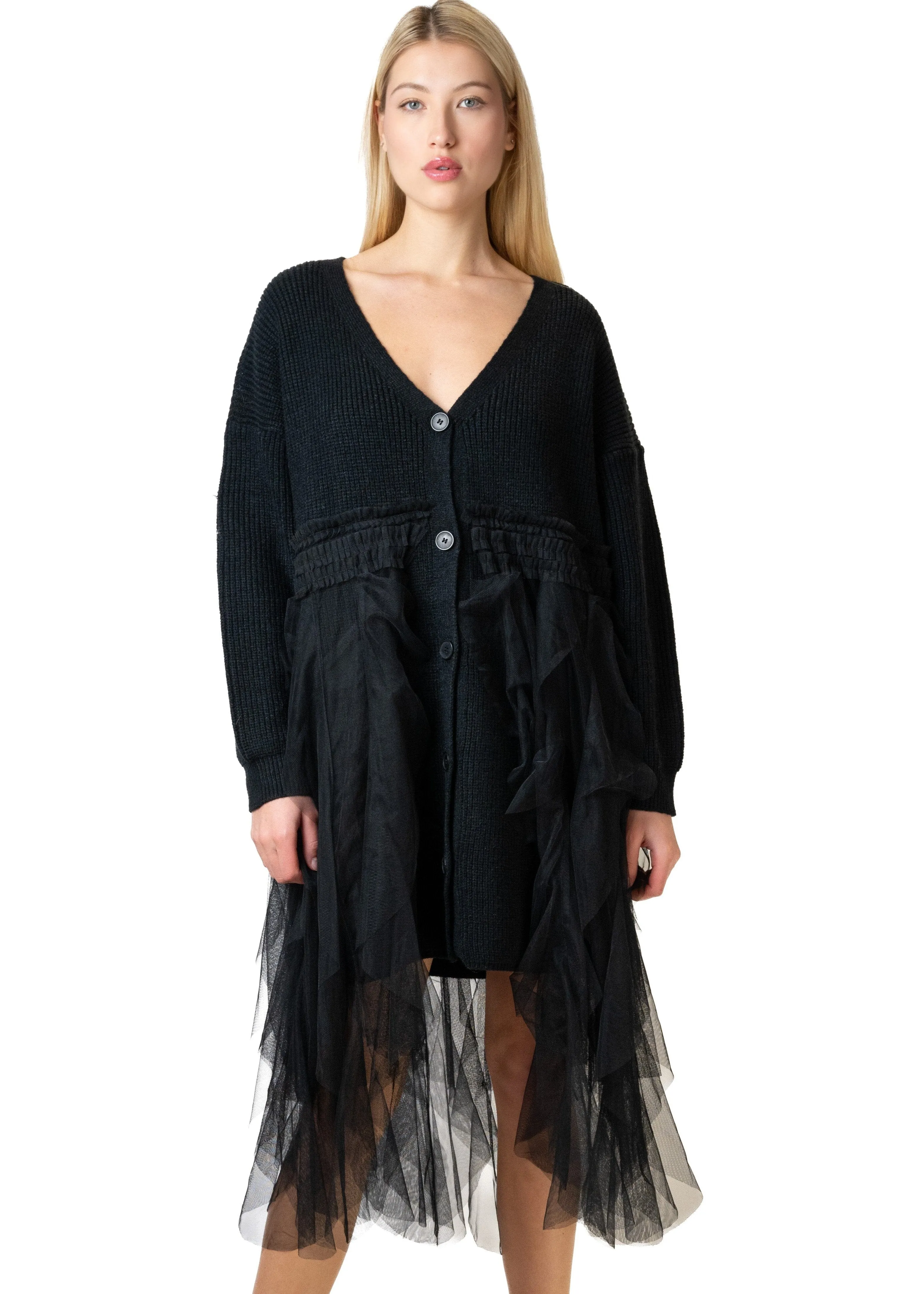 Ruffled Tulle Knit Cardigan sold by Kate Hewko product image thumbnail 3