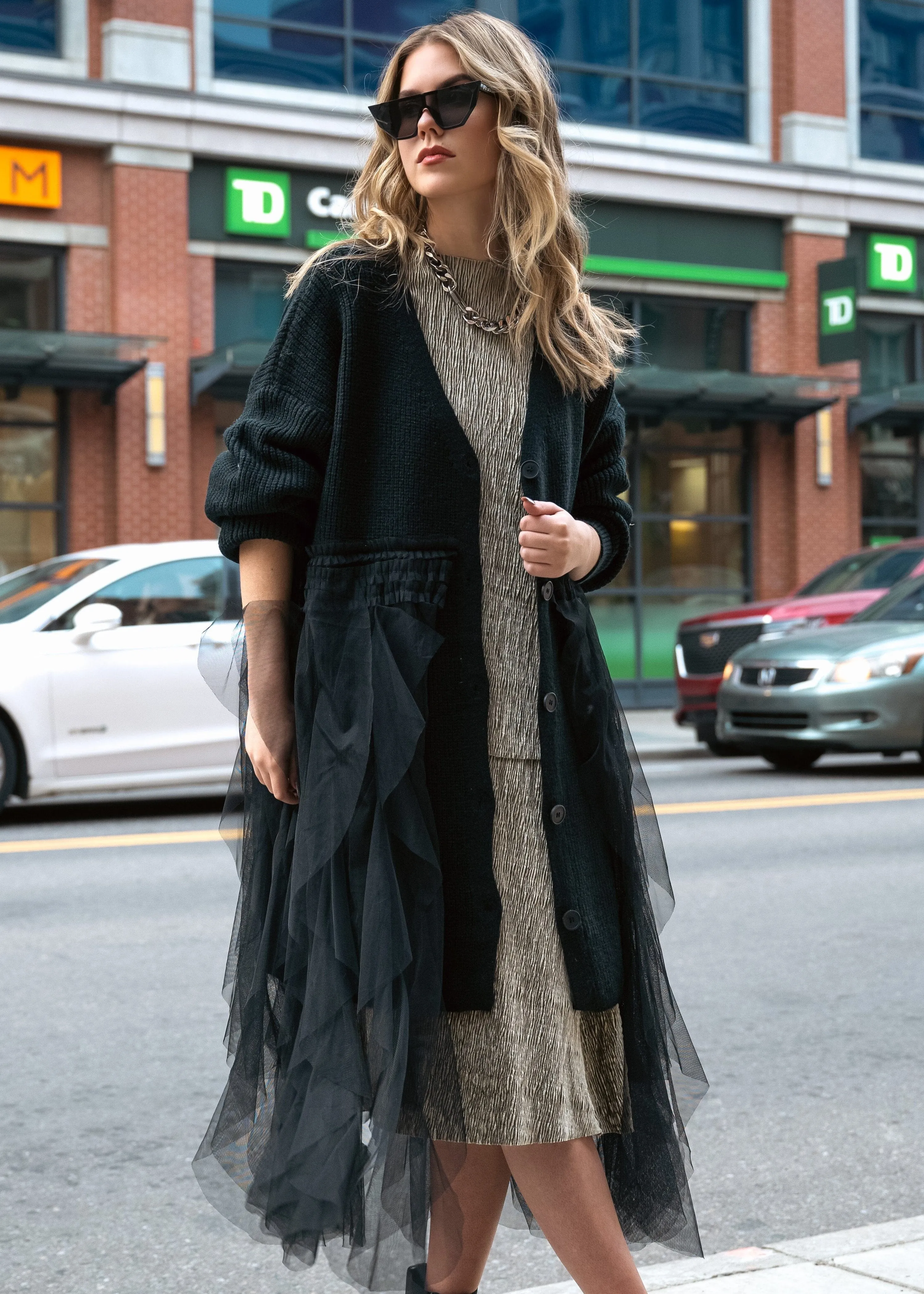 Ruffled Tulle Knit Cardigan sold by Kate Hewko product image thumbnail 2
