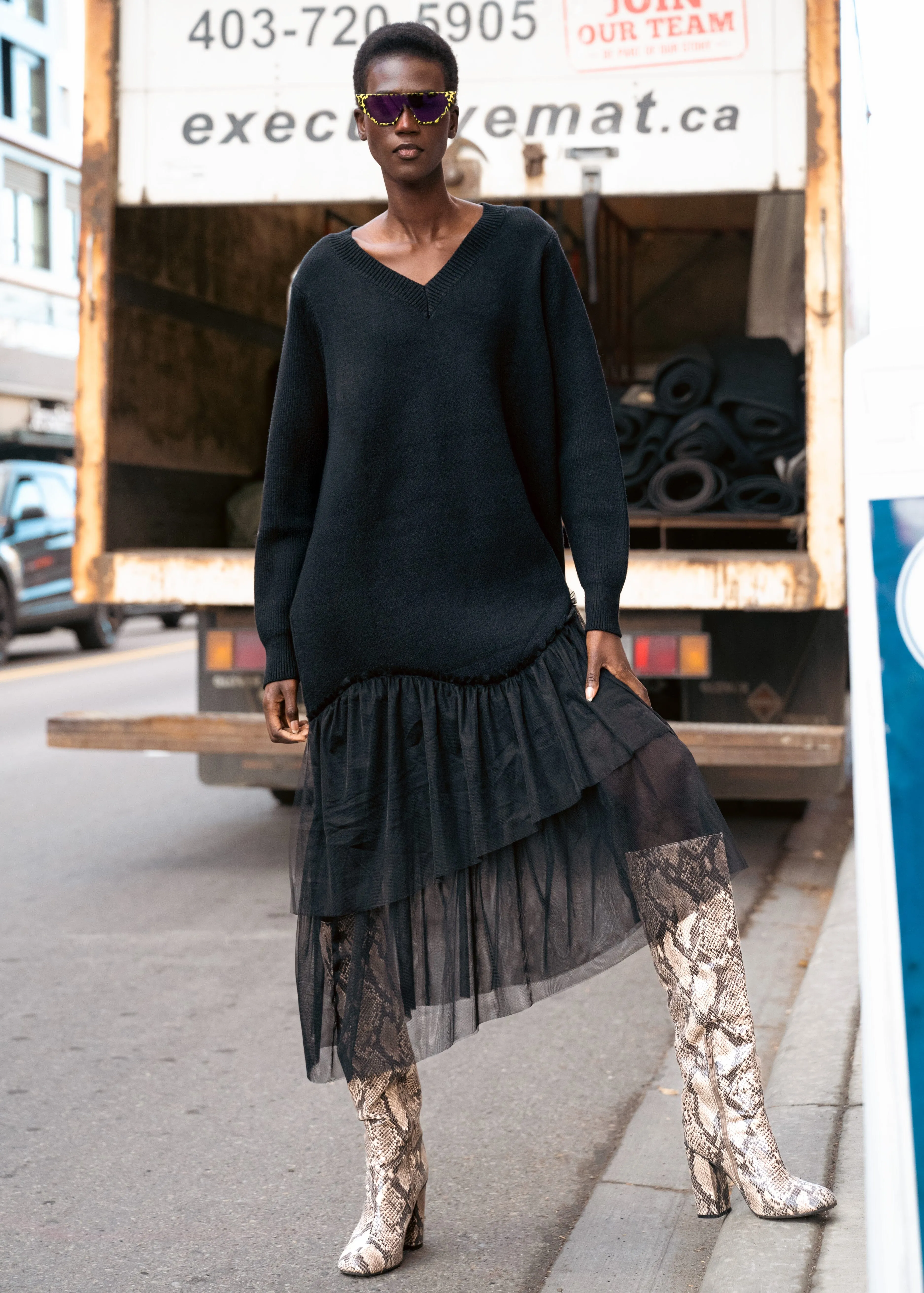 Tulle Trim Sweater Dress sold by Kate Hewko product image thumbnail 2