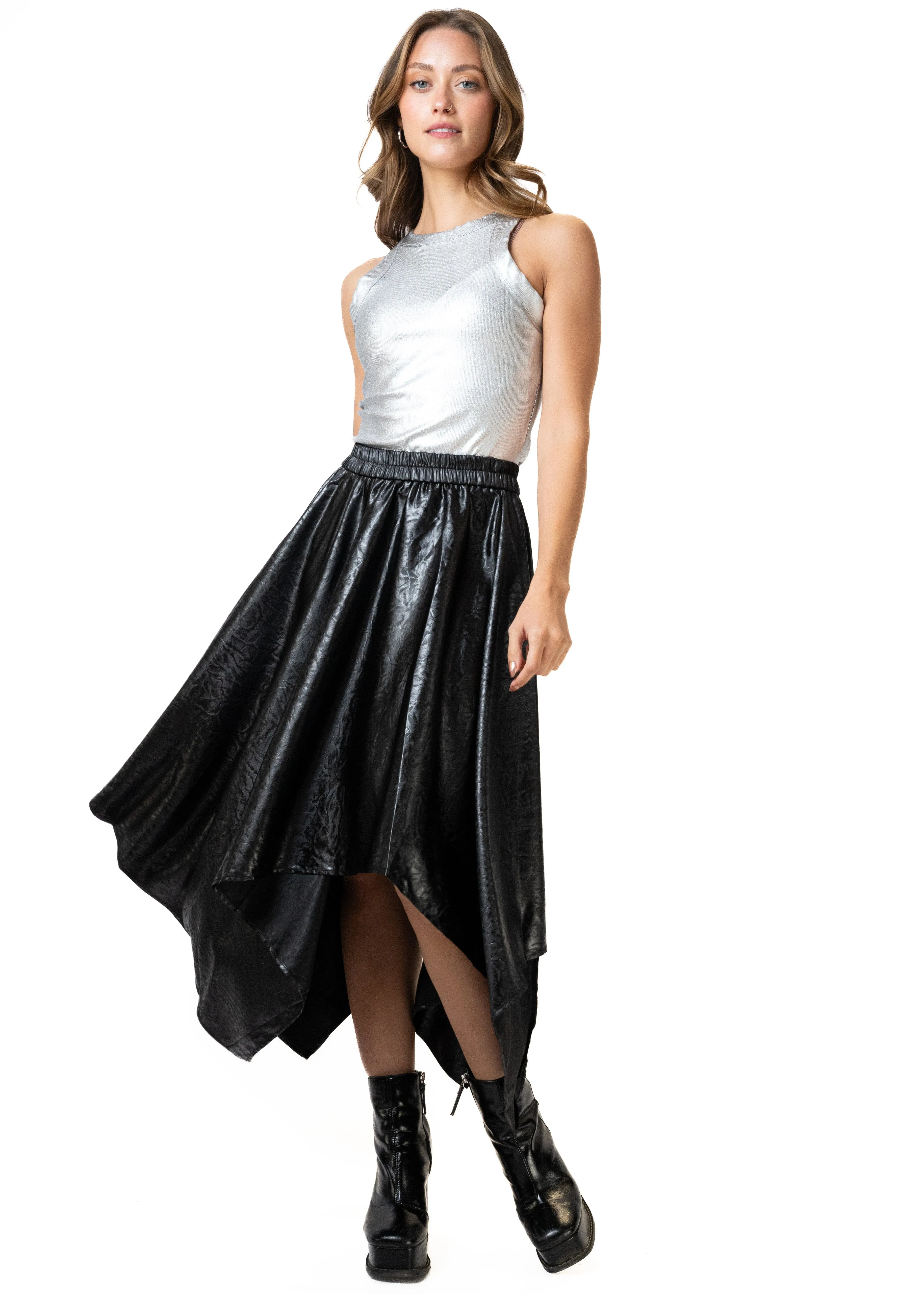 Asymmetric Vegan Leather Midi Skirt sold by Kate Hewko product image thumbnail 5