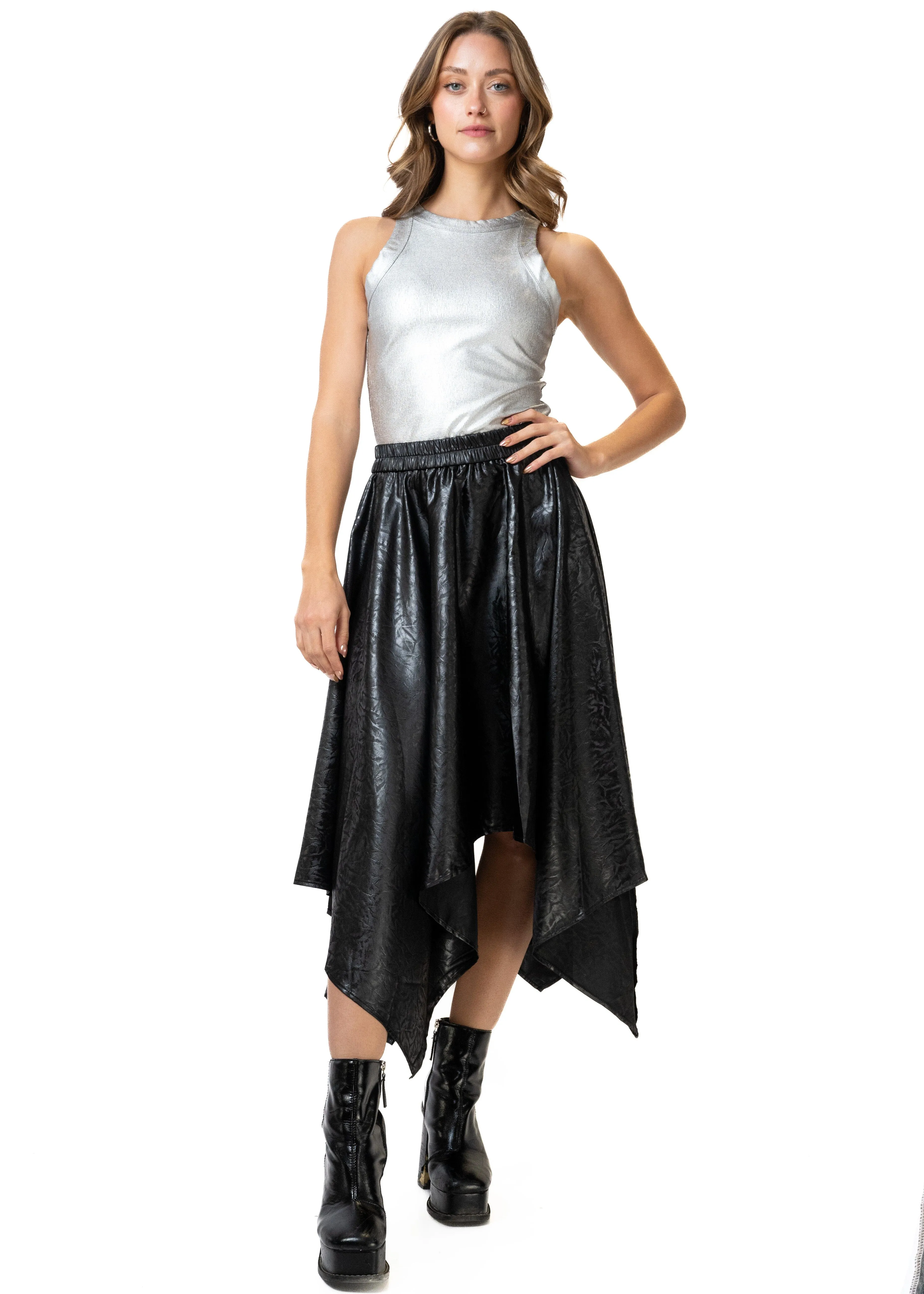 Asymmetric Vegan Leather Midi Skirt sold by Kate Hewko product image thumbnail 4