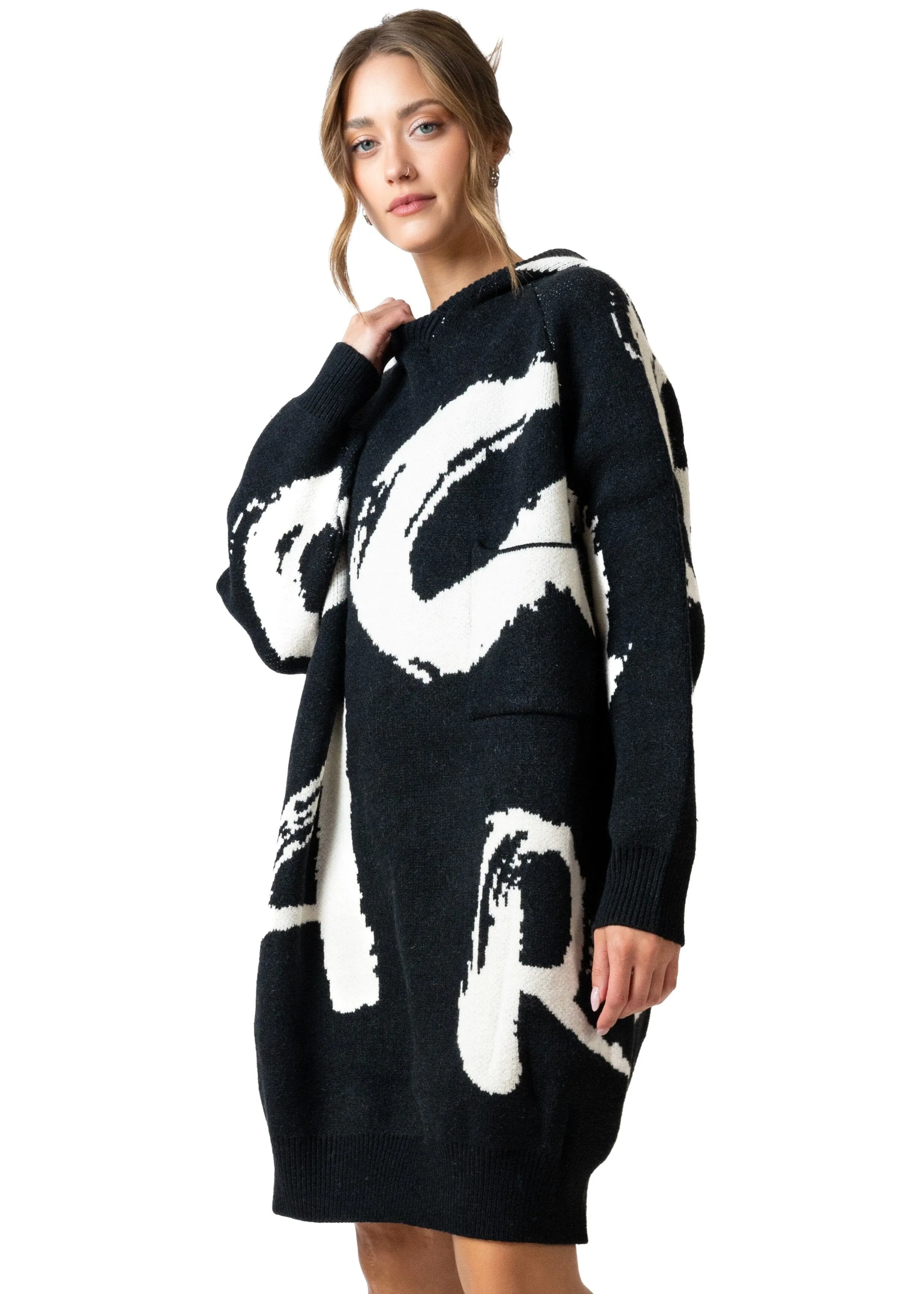 Hooded Graffiti Knit Sweater sold by Kate Hewko