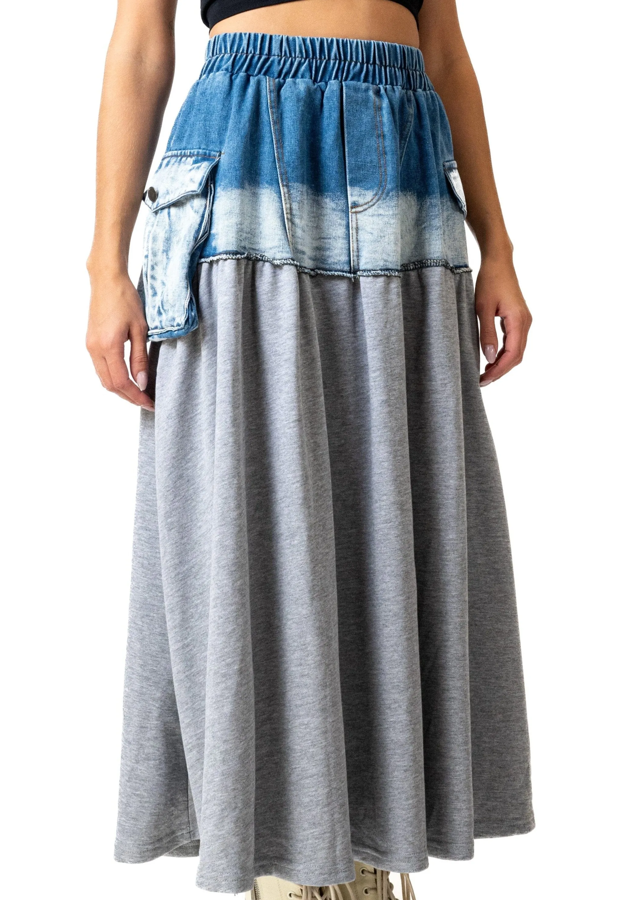 Denim Block Sweat Skirt sold by Kate Hewko product image thumbnail 4
