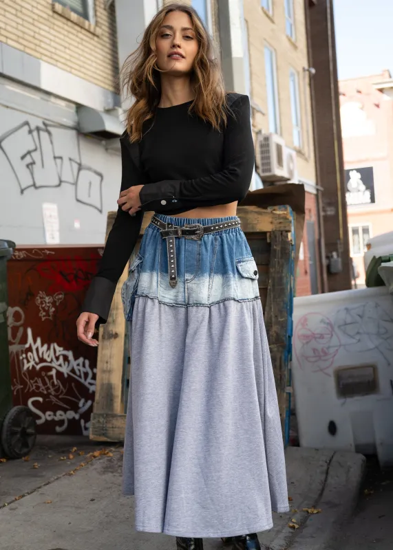 Denim Block Sweat Skirt sold by Kate Hewko