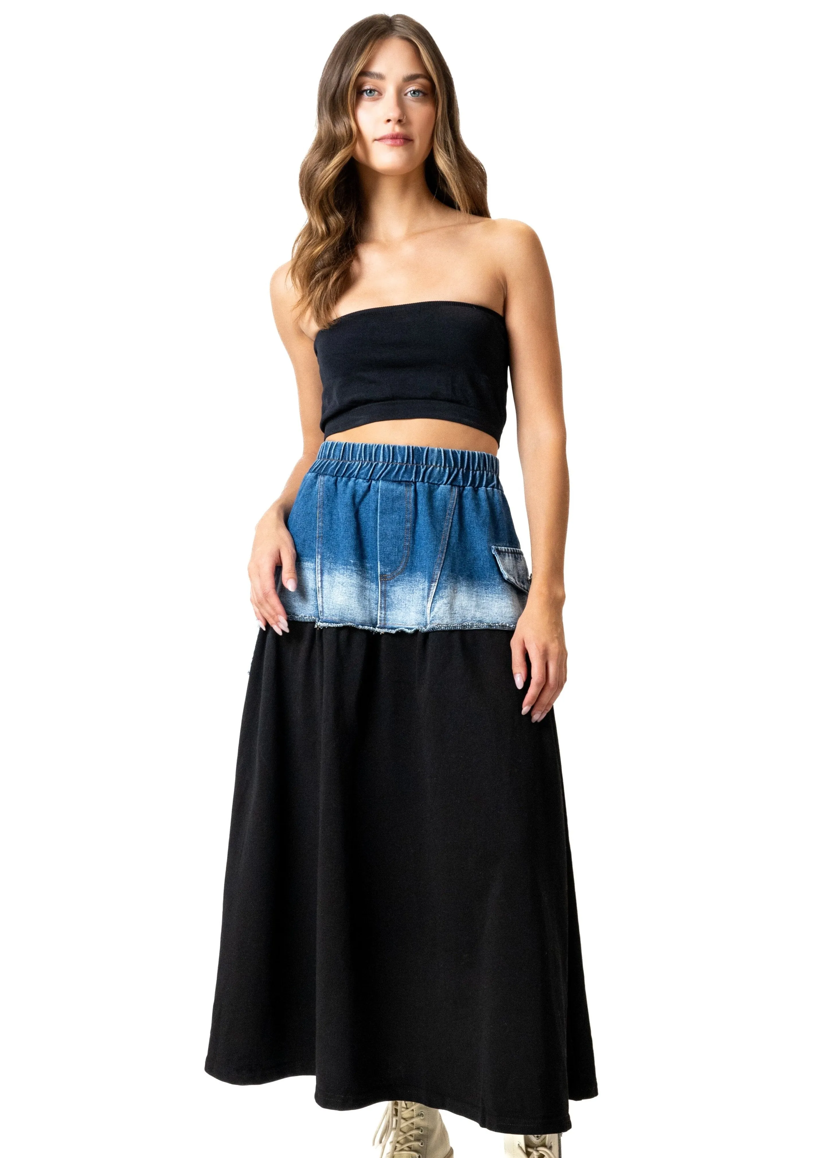 Denim Block Sweat Skirt sold by Kate Hewko product image thumbnail 5