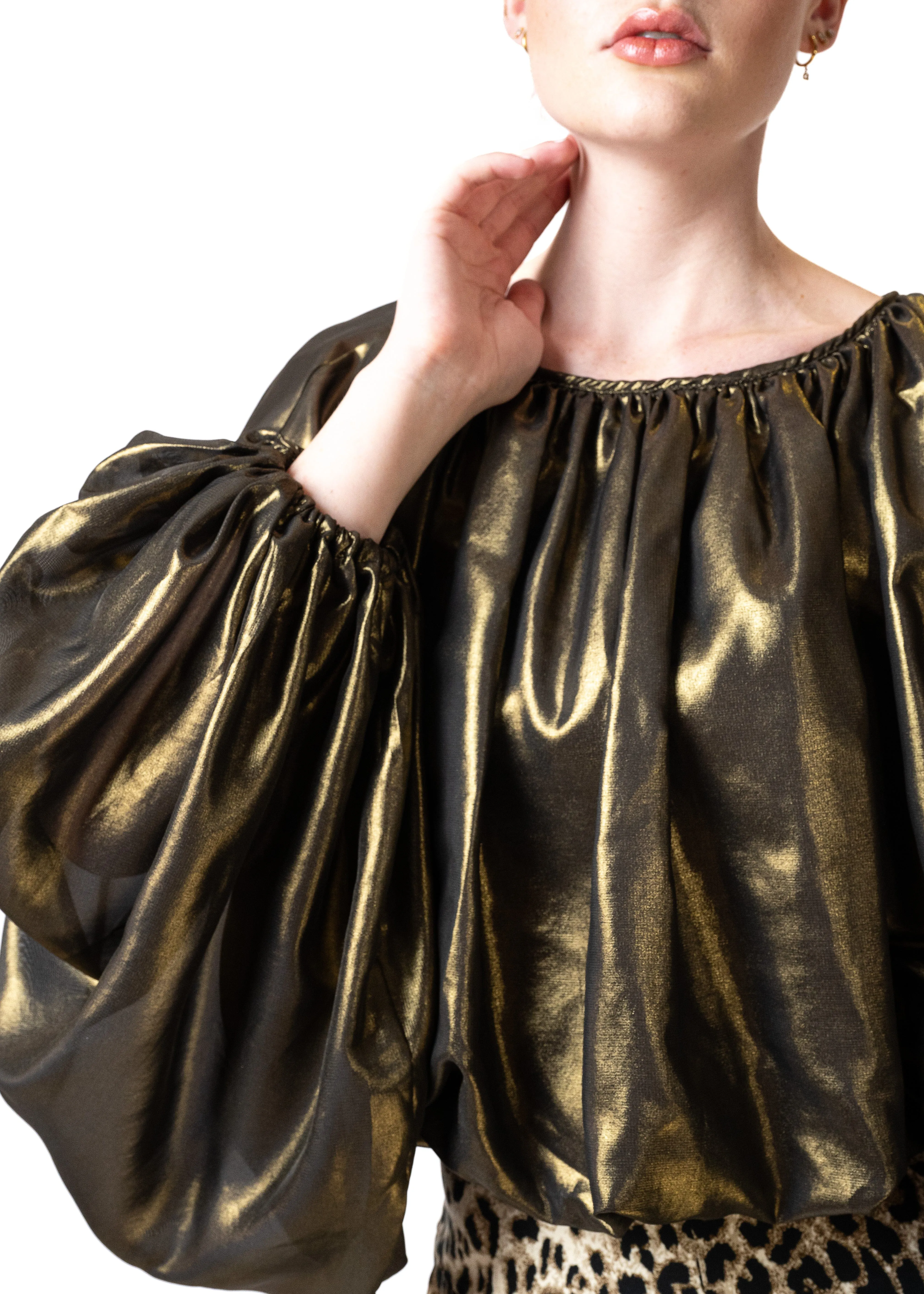 Balloon Sleeve Metallic Blouse sold by Kate Hewko product image thumbnail 3