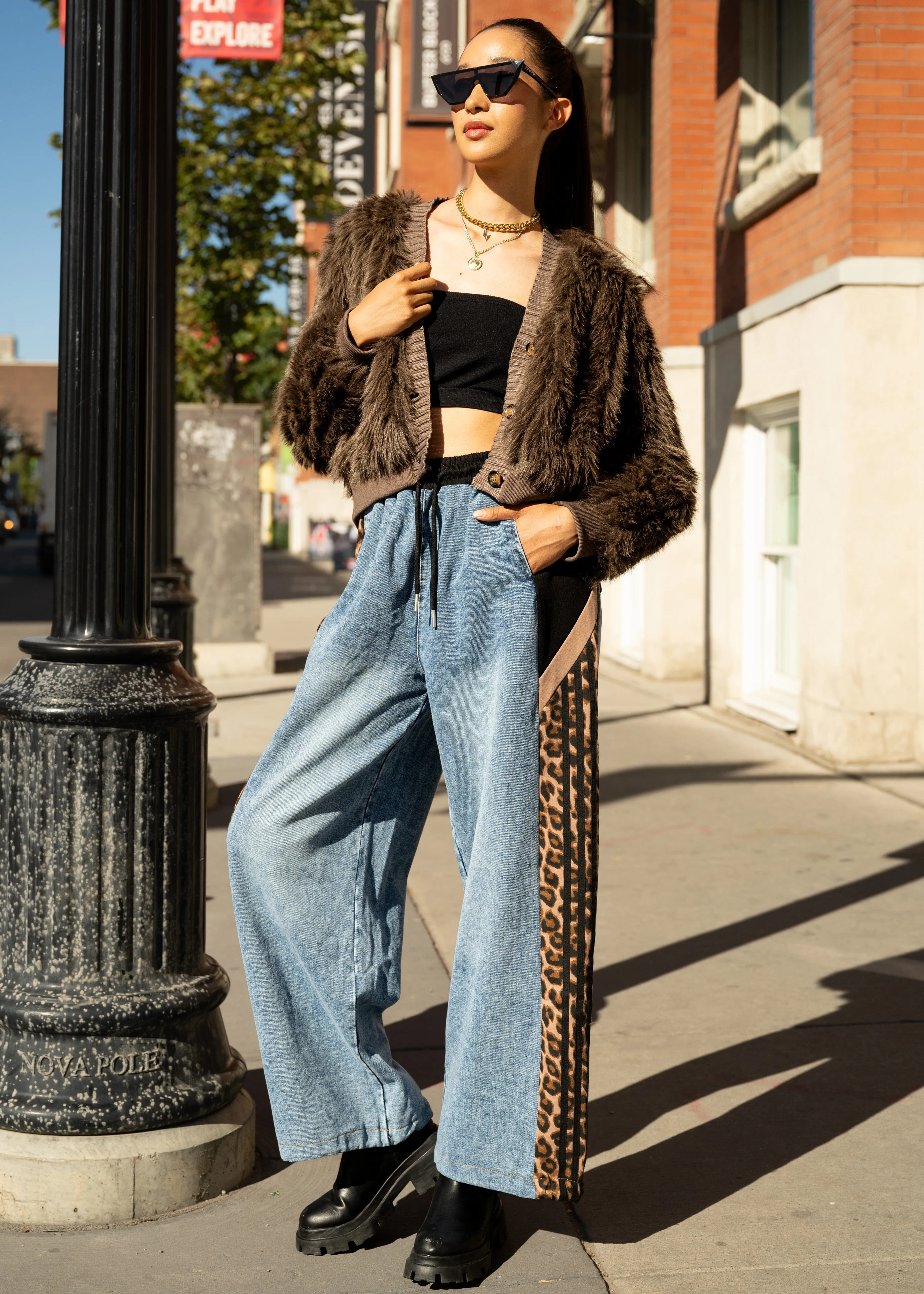 Athleisure Striped Denim + Leopard Pant sold by Kate Hewko product image thumbnail 2