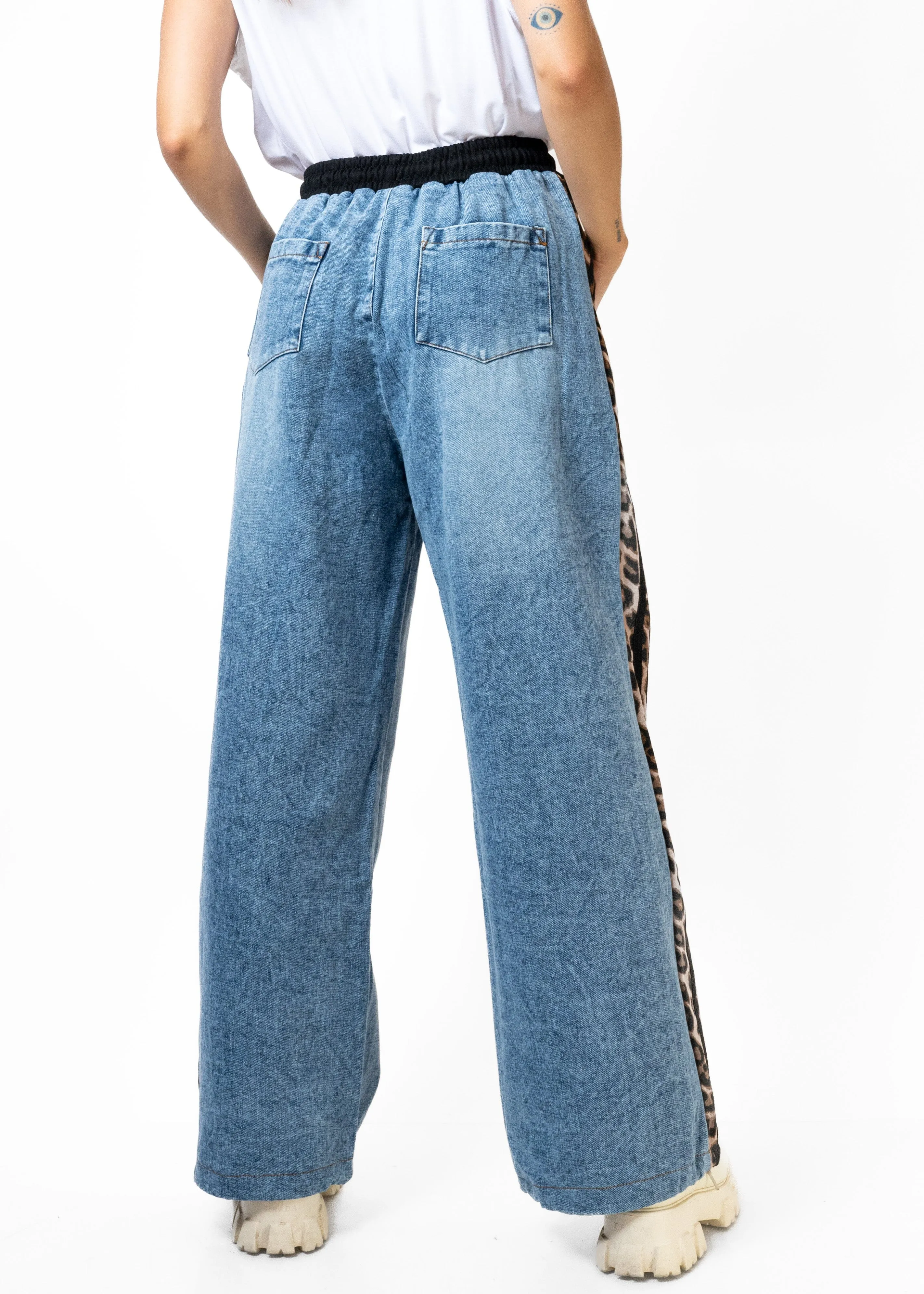 Athleisure Striped Denim + Leopard Pant sold by Kate Hewko product image thumbnail 4