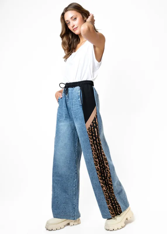 Athleisure Striped Denim + Leopard Pant sold by Kate Hewko