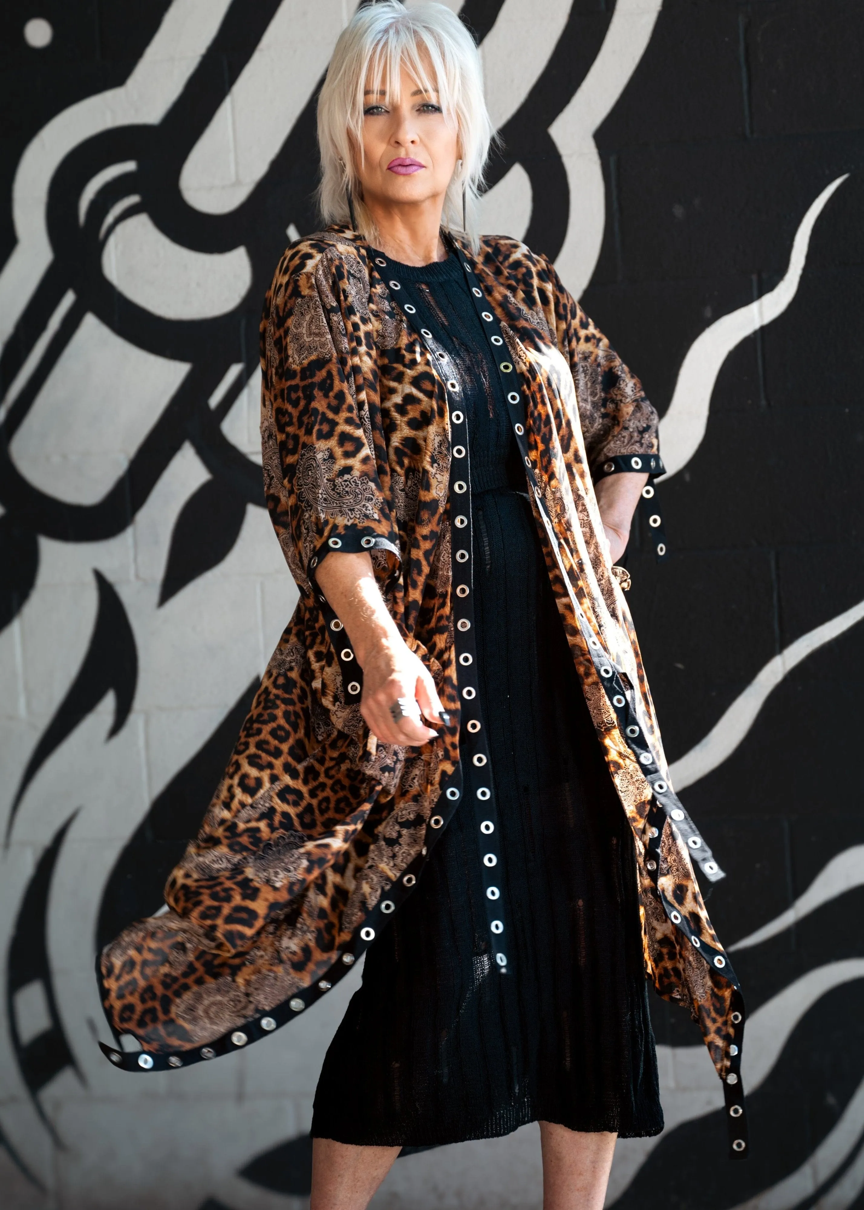 Leopard Paisley Rivet Kimono sold by Kate Hewko