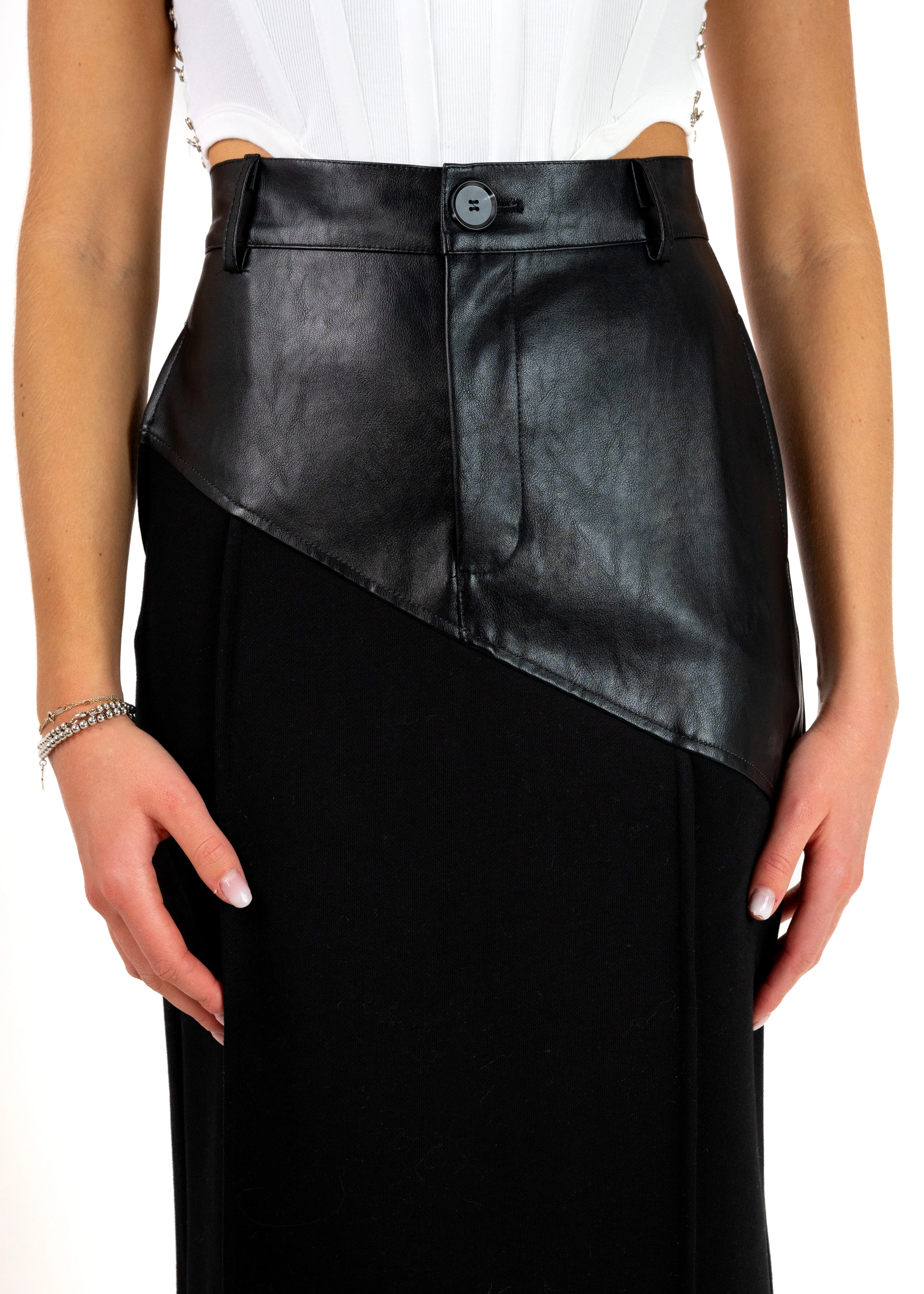 Vegan Leather Contrast Pencil Skirt sold by Kate Hewko product image thumbnail 4