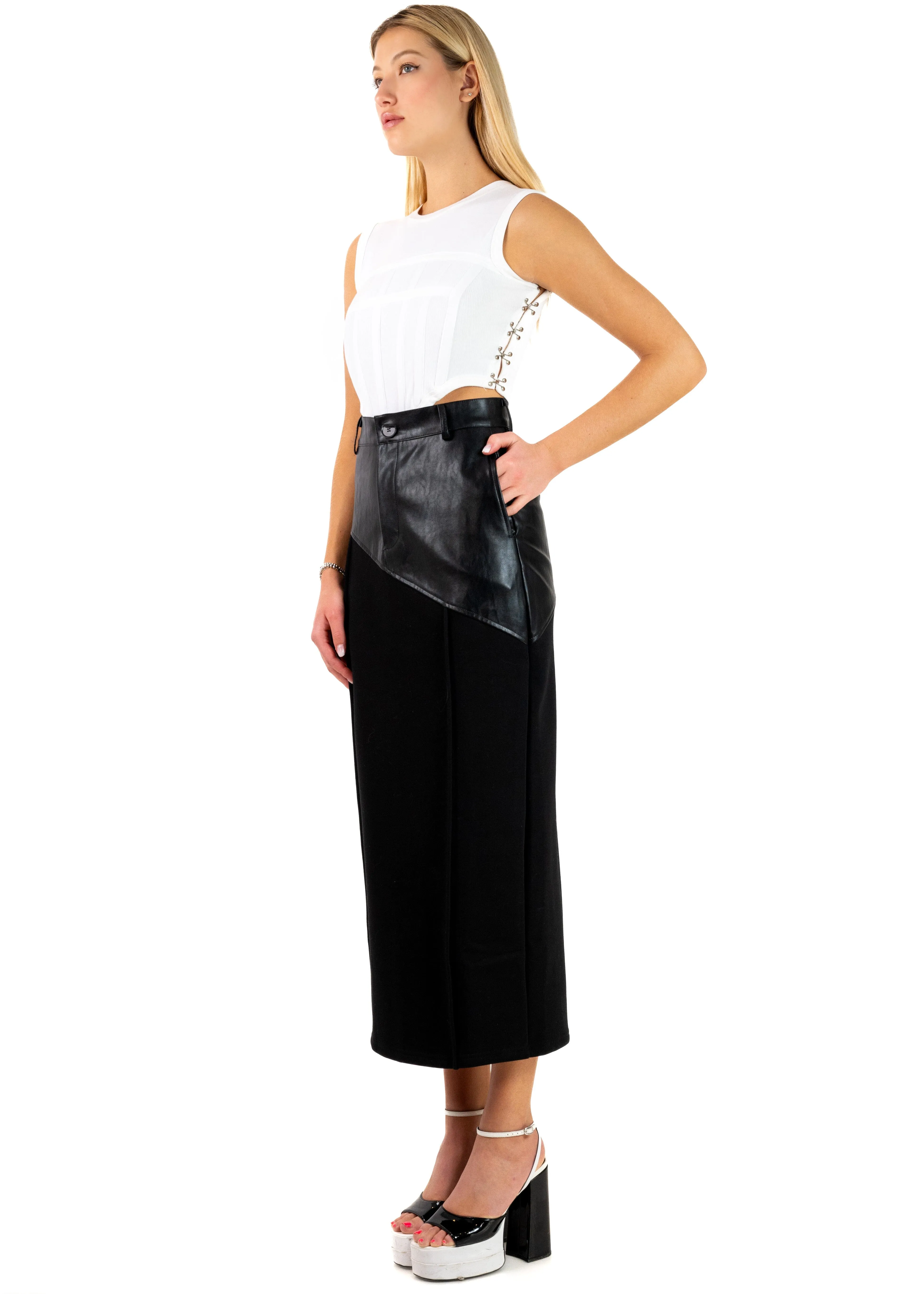 Vegan Leather Contrast Pencil Skirt sold by Kate Hewko product image thumbnail 5