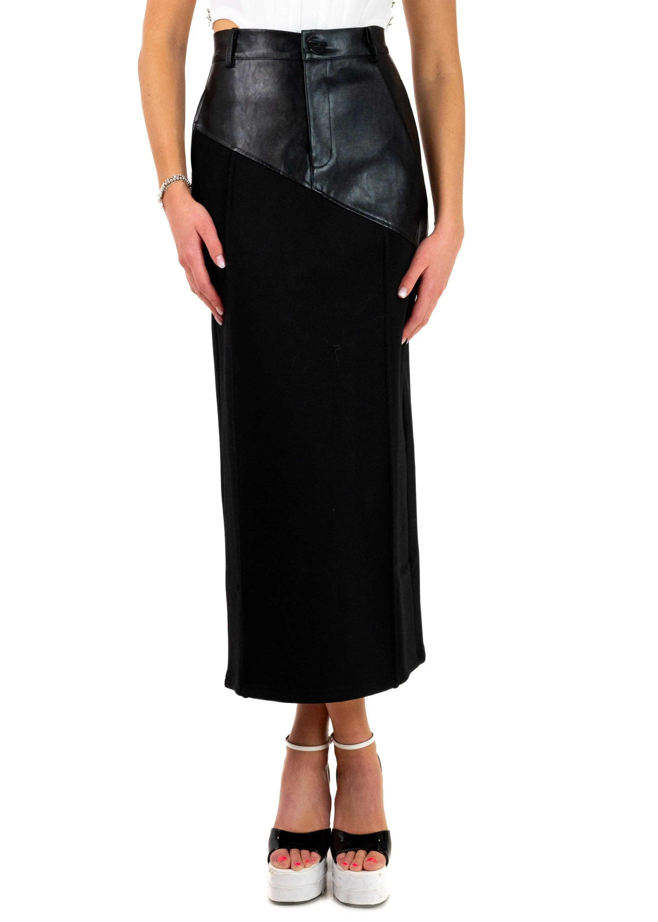 Vegan Leather Contrast Pencil Skirt sold by Kate Hewko product image thumbnail 2