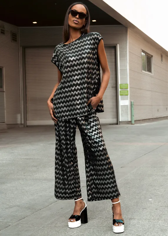 Metallic Zig Zag Printed Pant Set sold by Kate Hewko