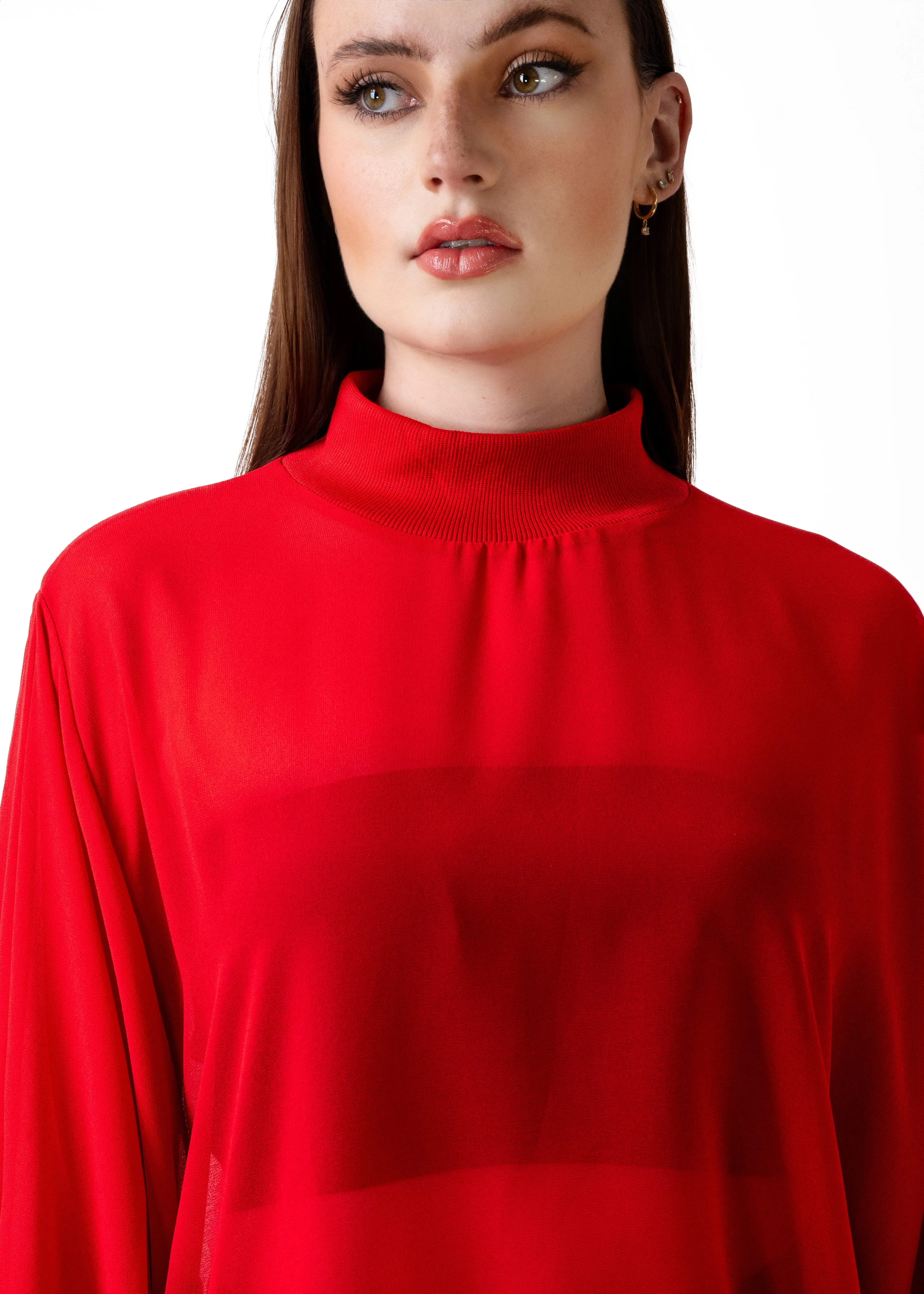 Sheer Mock Neck Asymmetrical Blouse sold by Kate Hewko product image thumbnail 5
