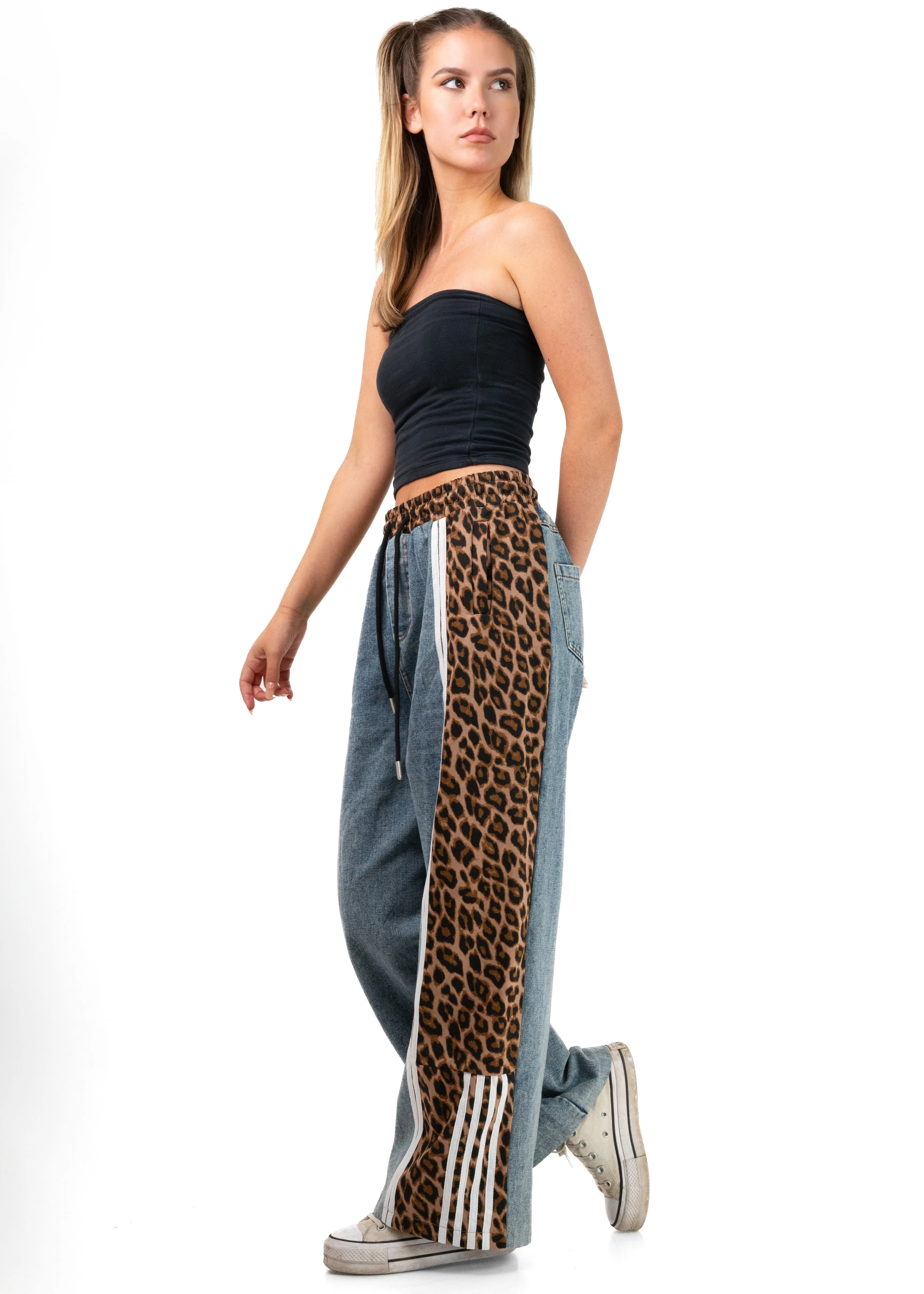 Denim + Leopard Print Athleisure Pant sold by Kate Hewko product image thumbnail 4