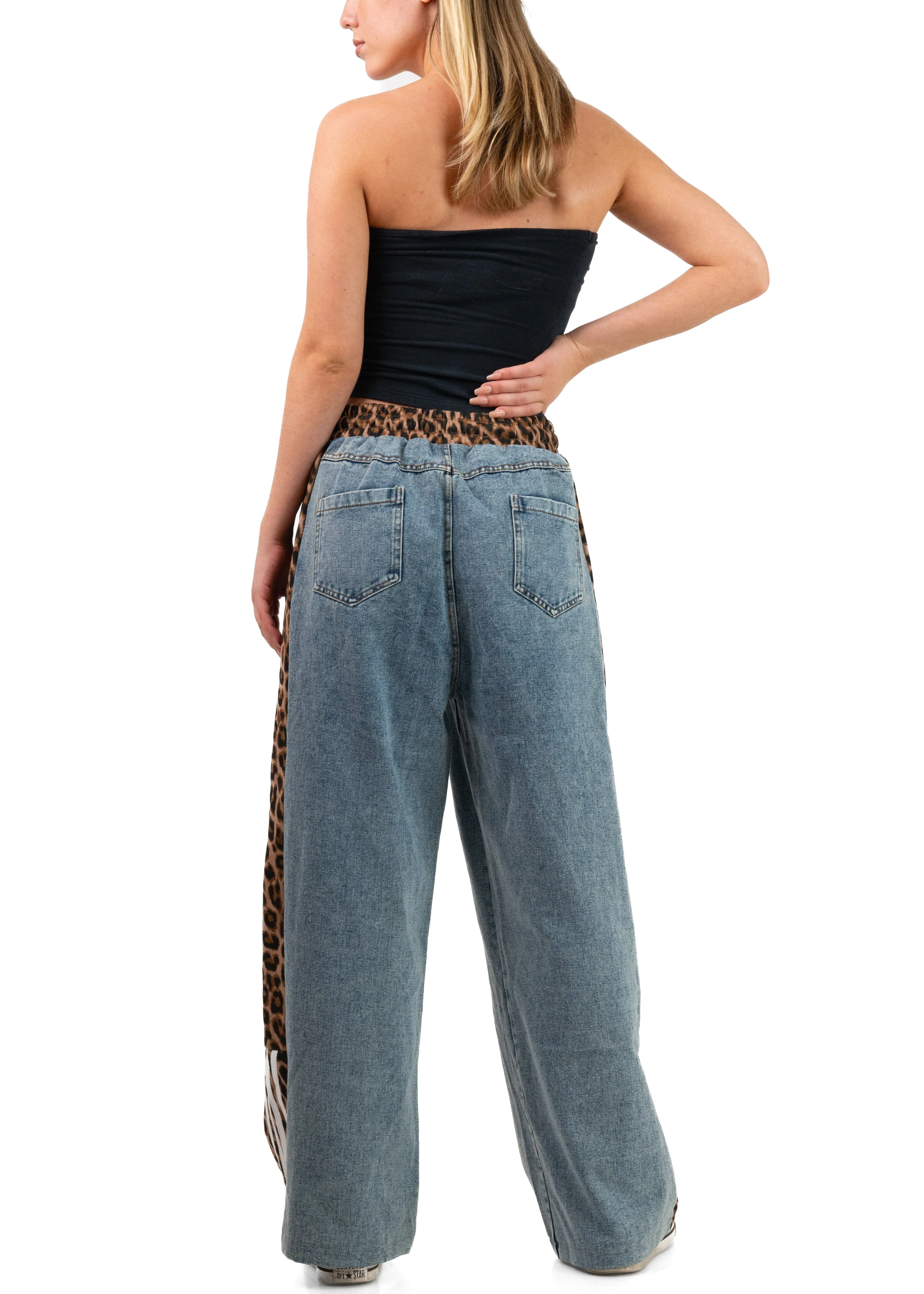 Denim + Leopard Print Athleisure Pant sold by Kate Hewko product image thumbnail 5