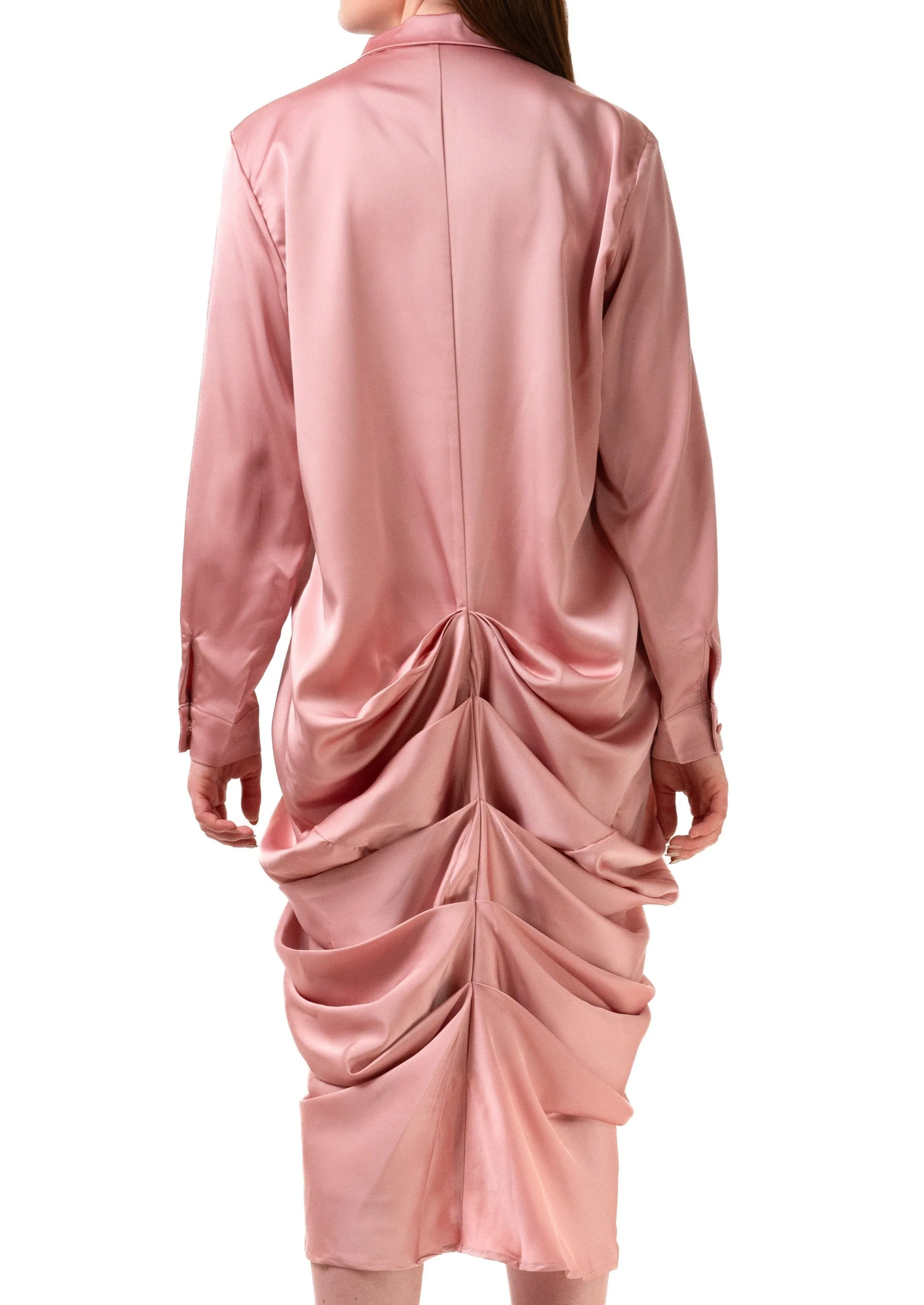 Satin Draped Shirt Dress sold by Kate Hewko product image thumbnail 3