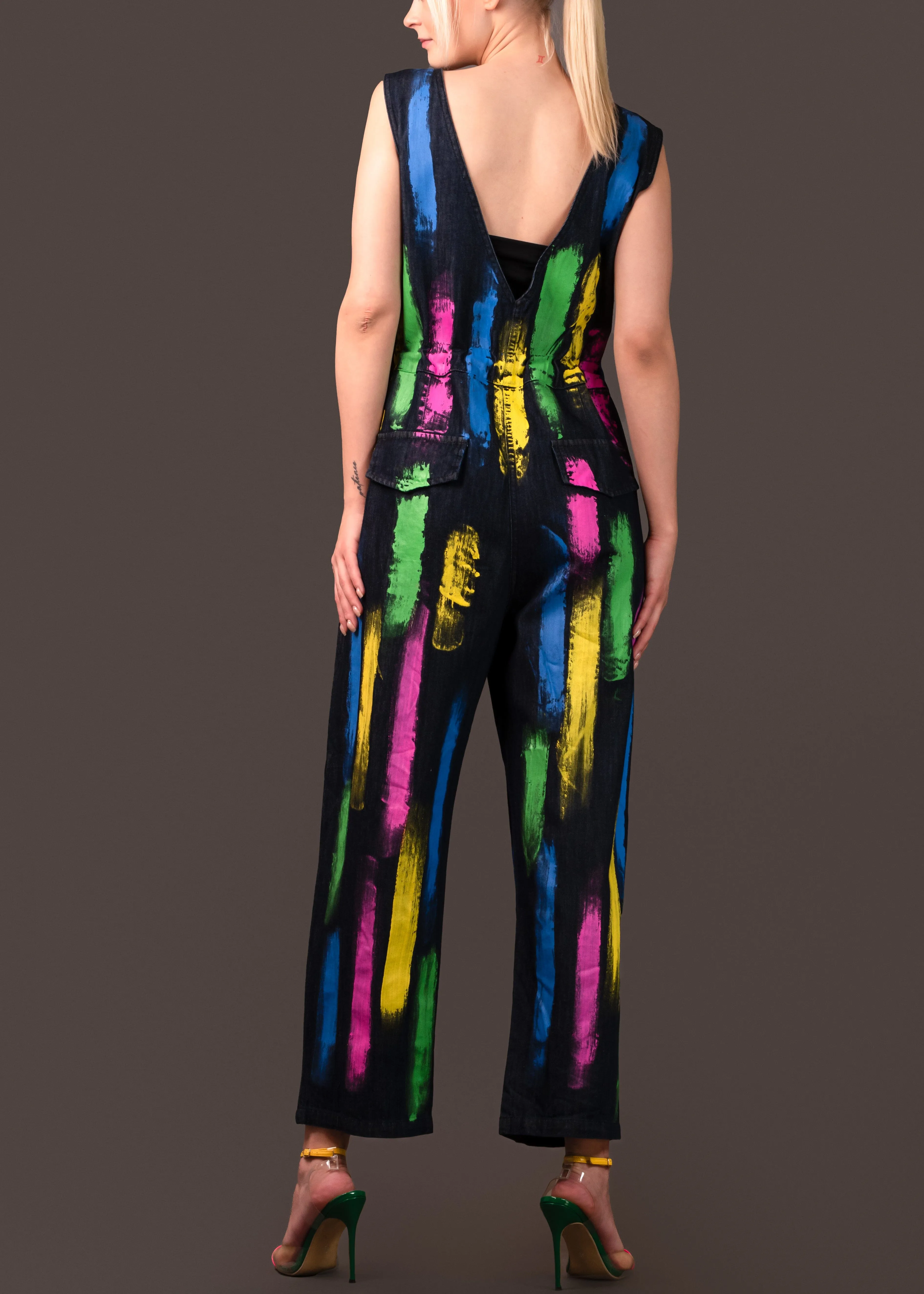 Bedazzled Paint Stroke Denim Overalls sold by Kate Hewko product image thumbnail 4