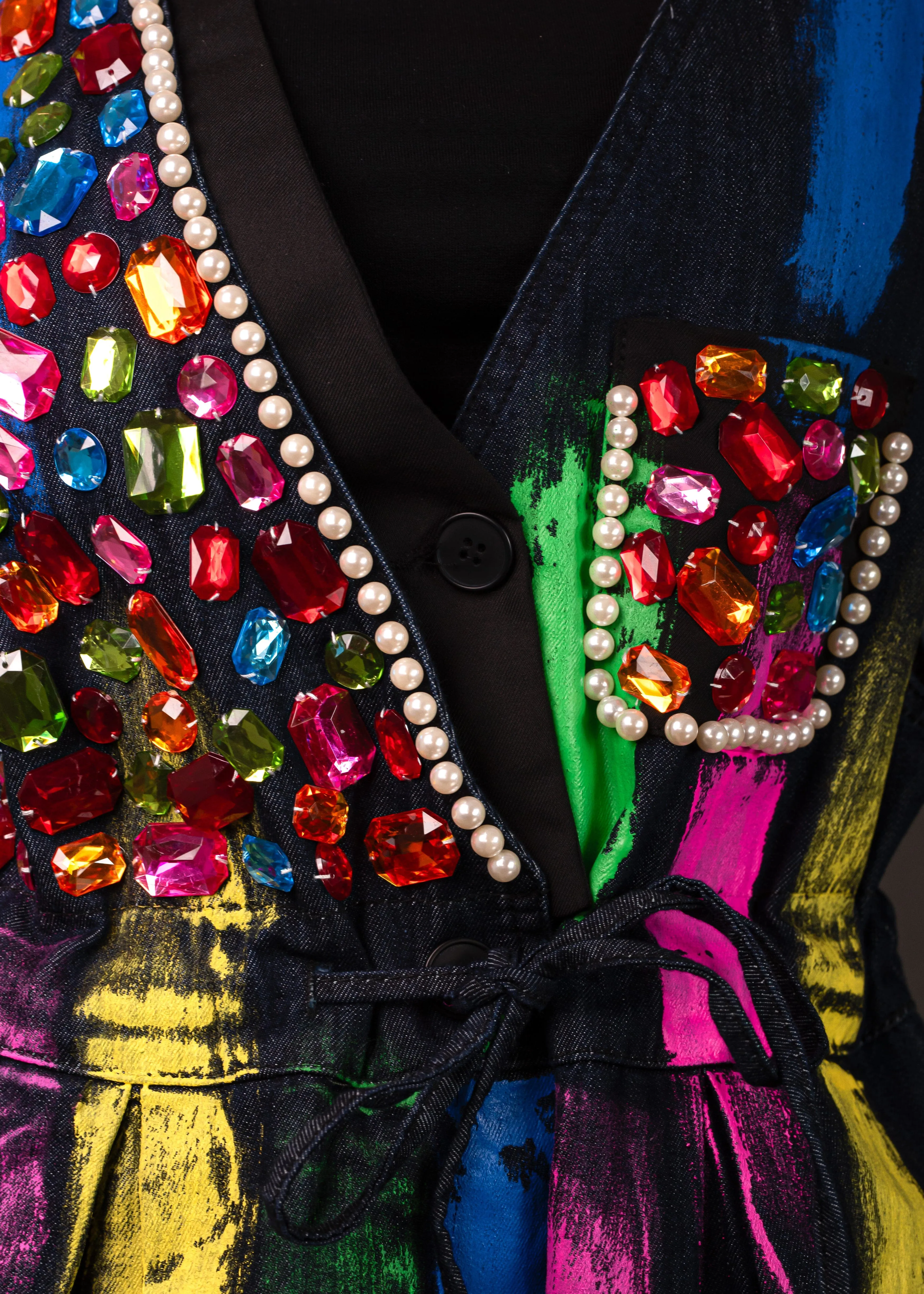Bedazzled Paint Stroke Denim Overalls sold by Kate Hewko product image thumbnail 5