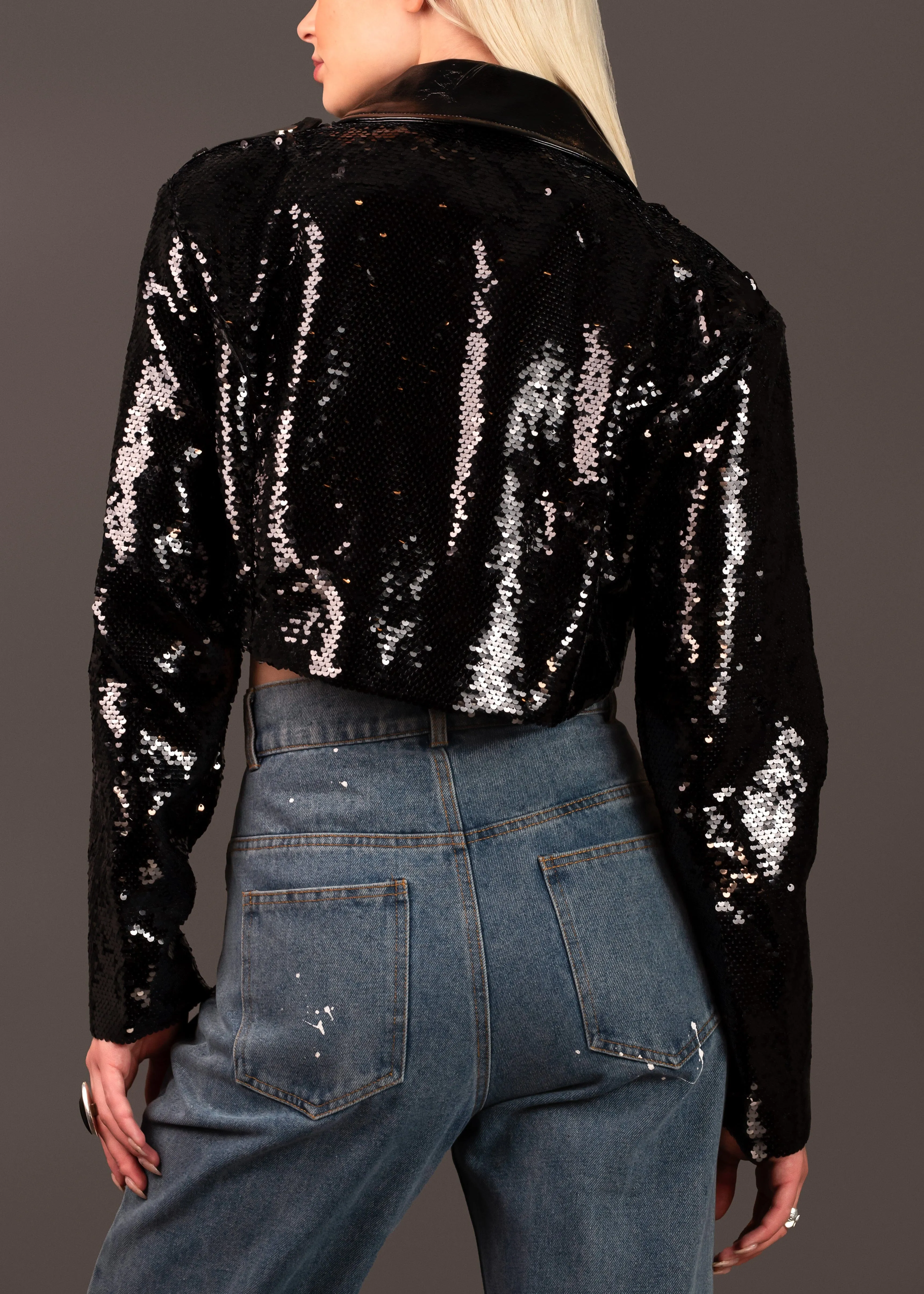 Cropped Patent Sequin Jacket sold by Kate Hewko product image thumbnail 4