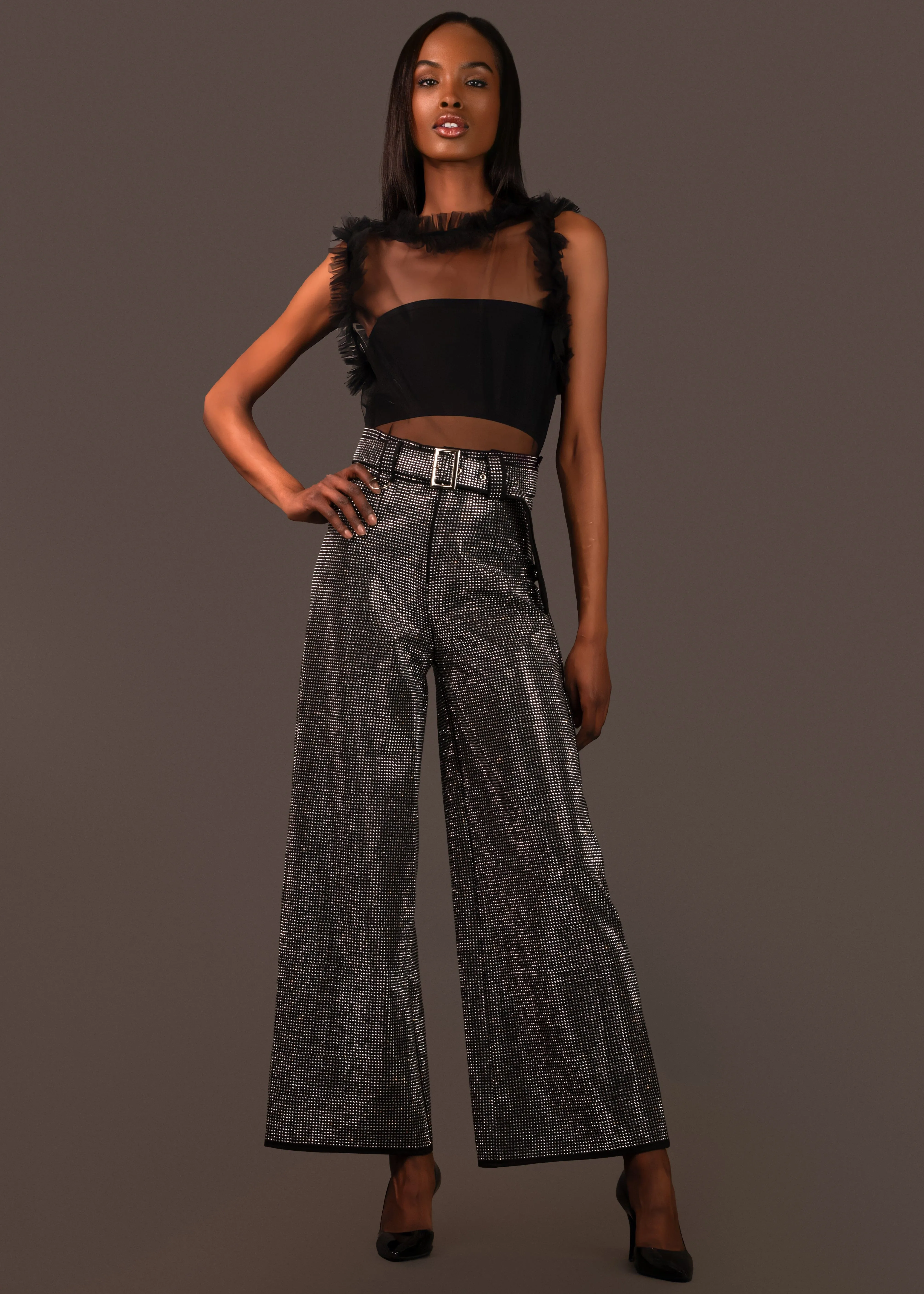 Rhinestone Belted Dress Pant sold by Kate Hewko product image thumbnail 4