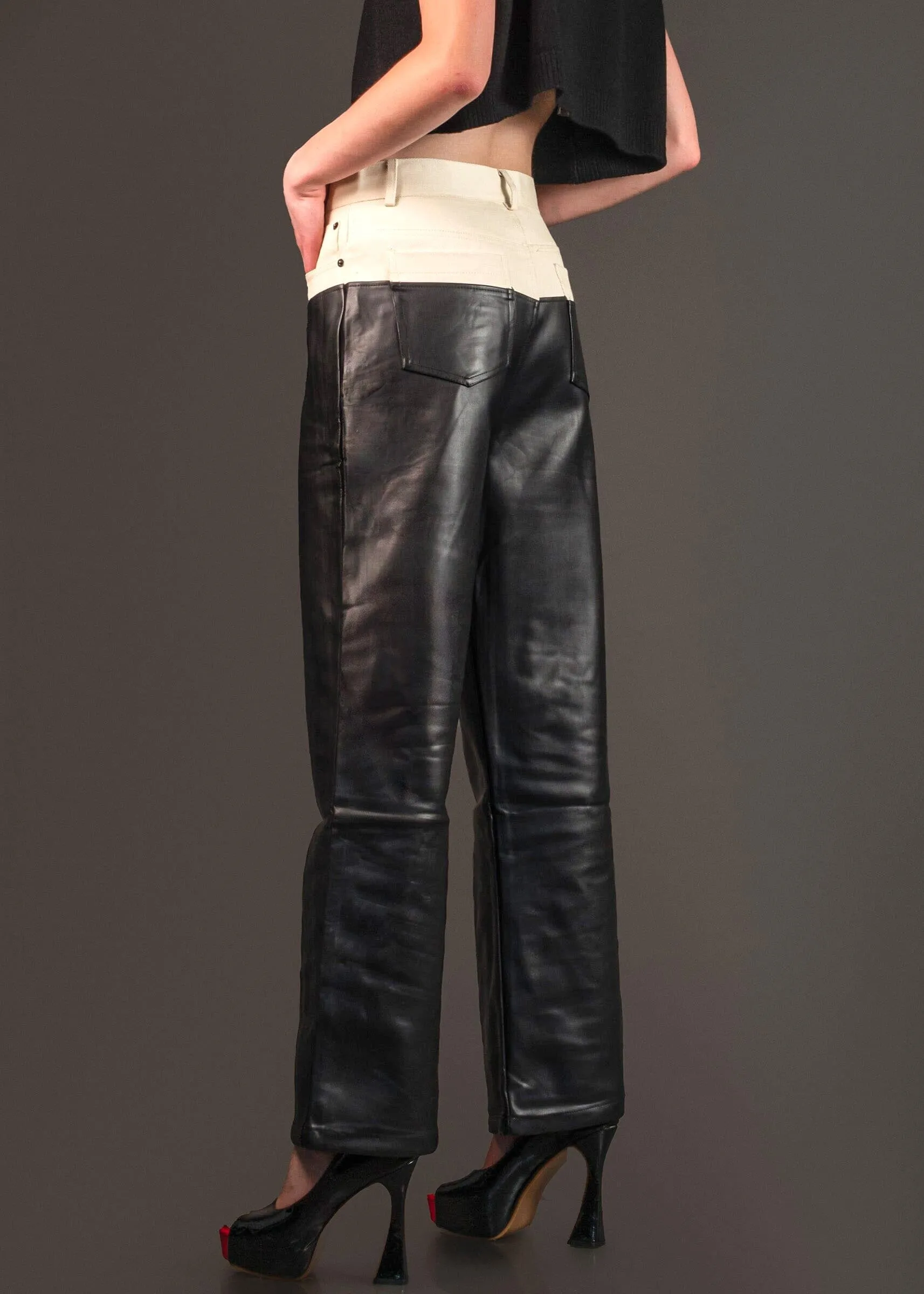 Denim + Leather Contrast Pant sold by Kate Hewko product image thumbnail 5