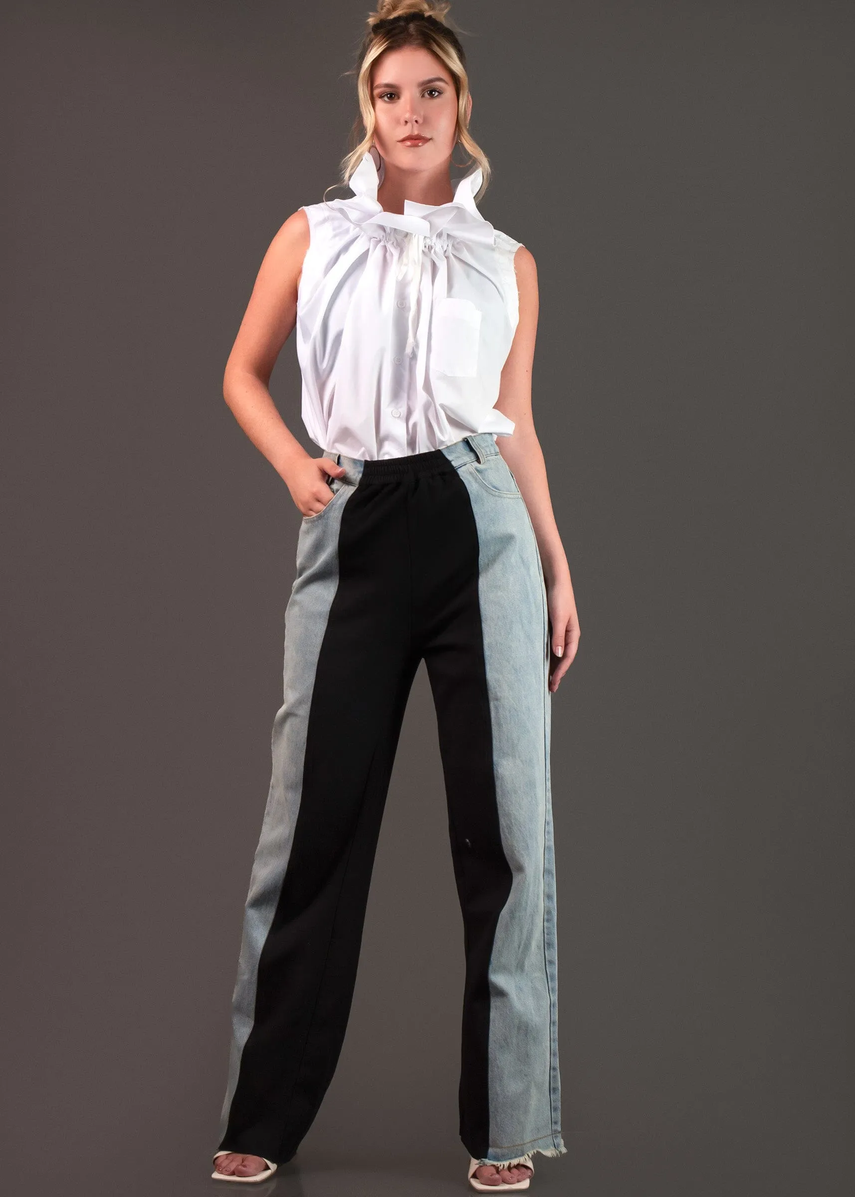 Contrast Panel Denim Pant sold by Kate Hewko product image thumbnail 3