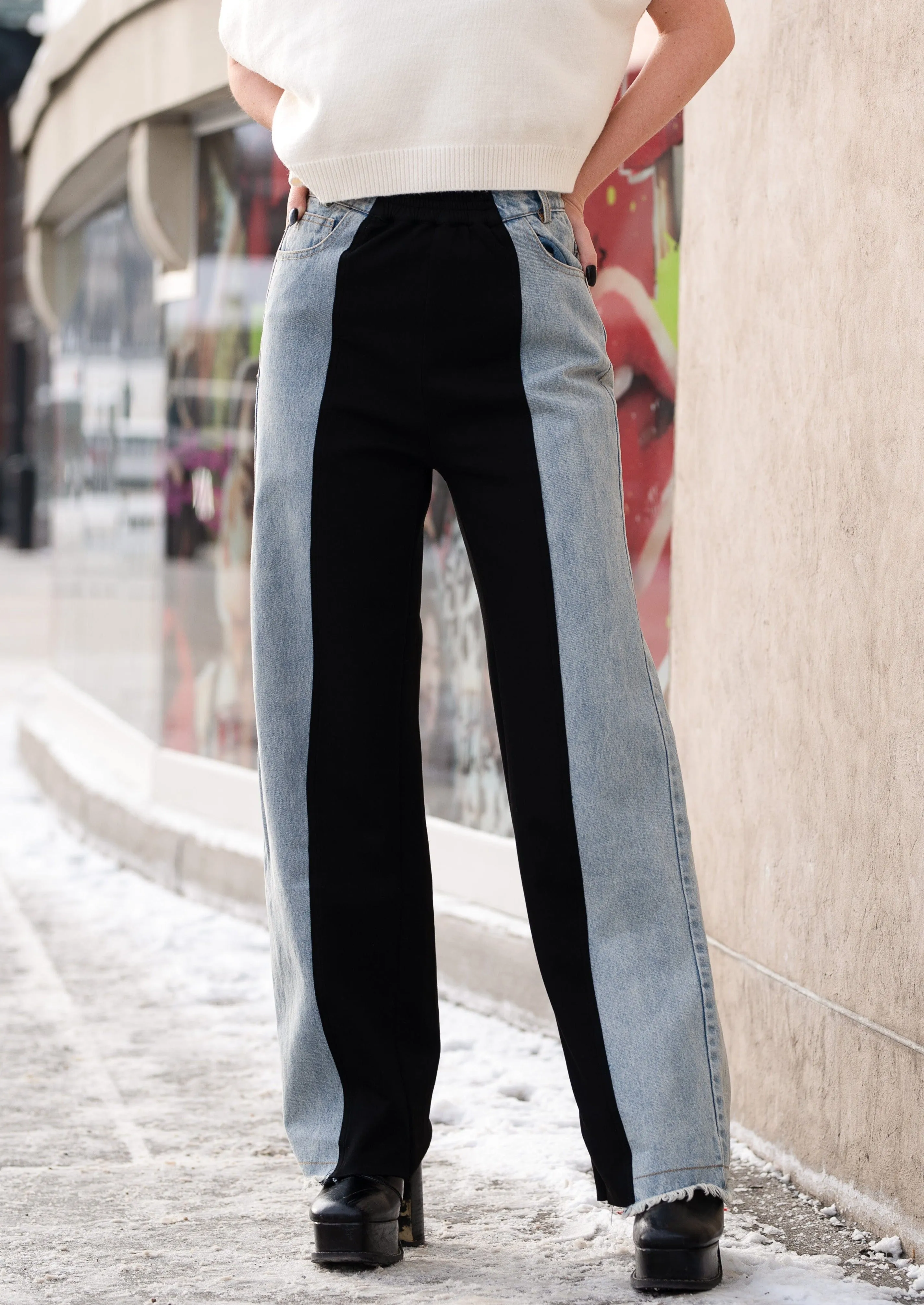 Contrast Panel Denim Pant sold by Kate Hewko product image thumbnail 2