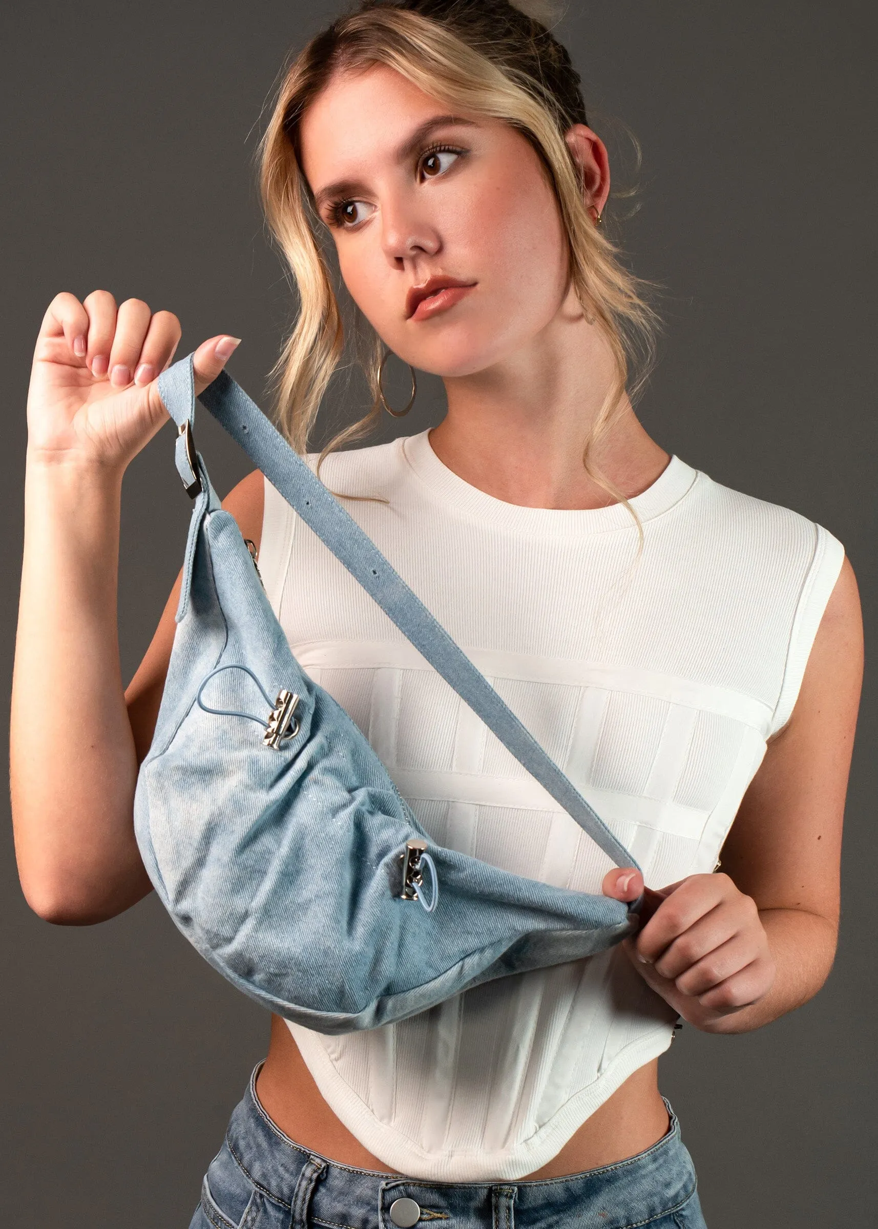 Drawstring Fanny Shoulder Bag sold by Kate Hewko product image thumbnail 2