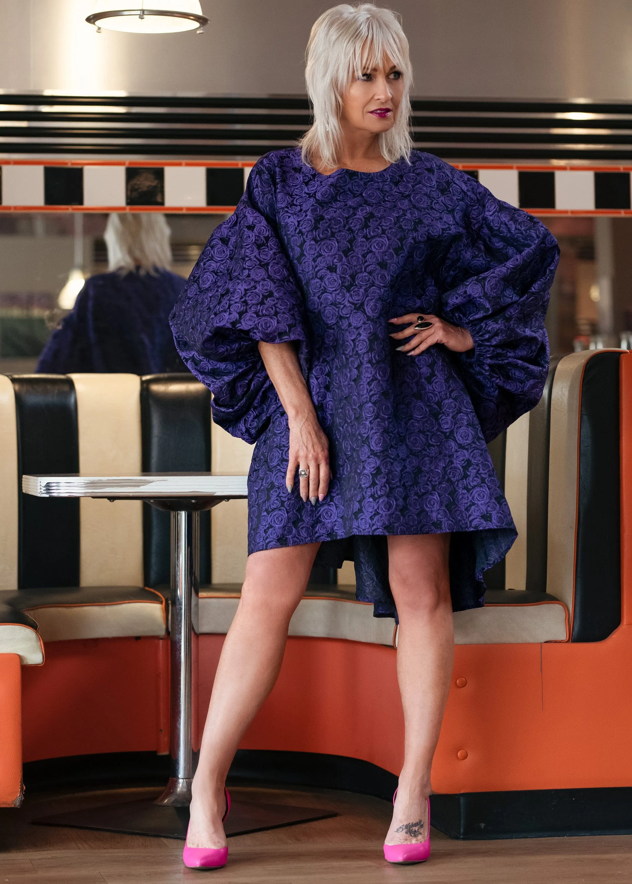 Rose Print Balloon Sleeve Dress sold by Kate Hewko product image thumbnail 5