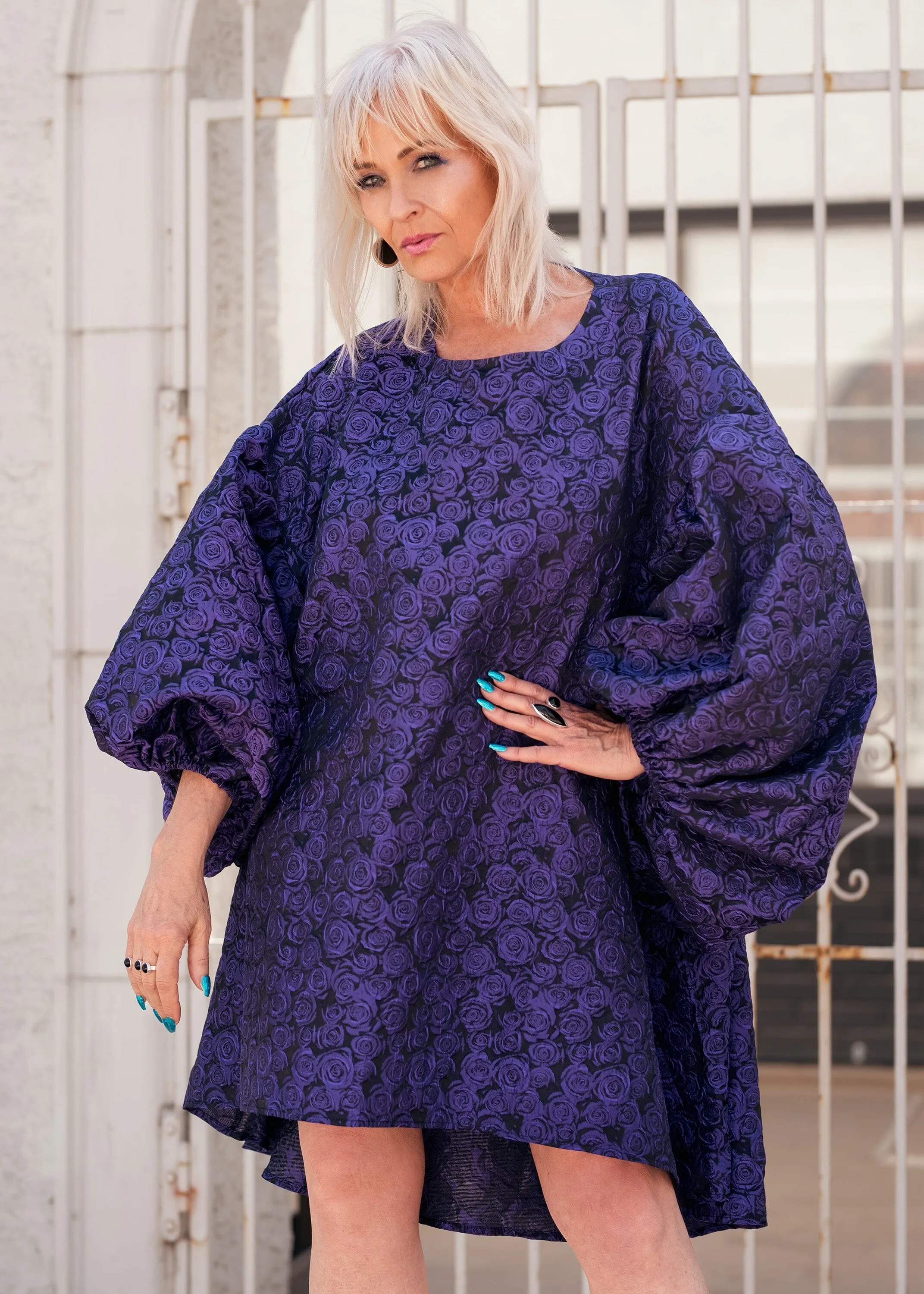 Rose Print Balloon Sleeve Dress sold by Kate Hewko product image thumbnail 4