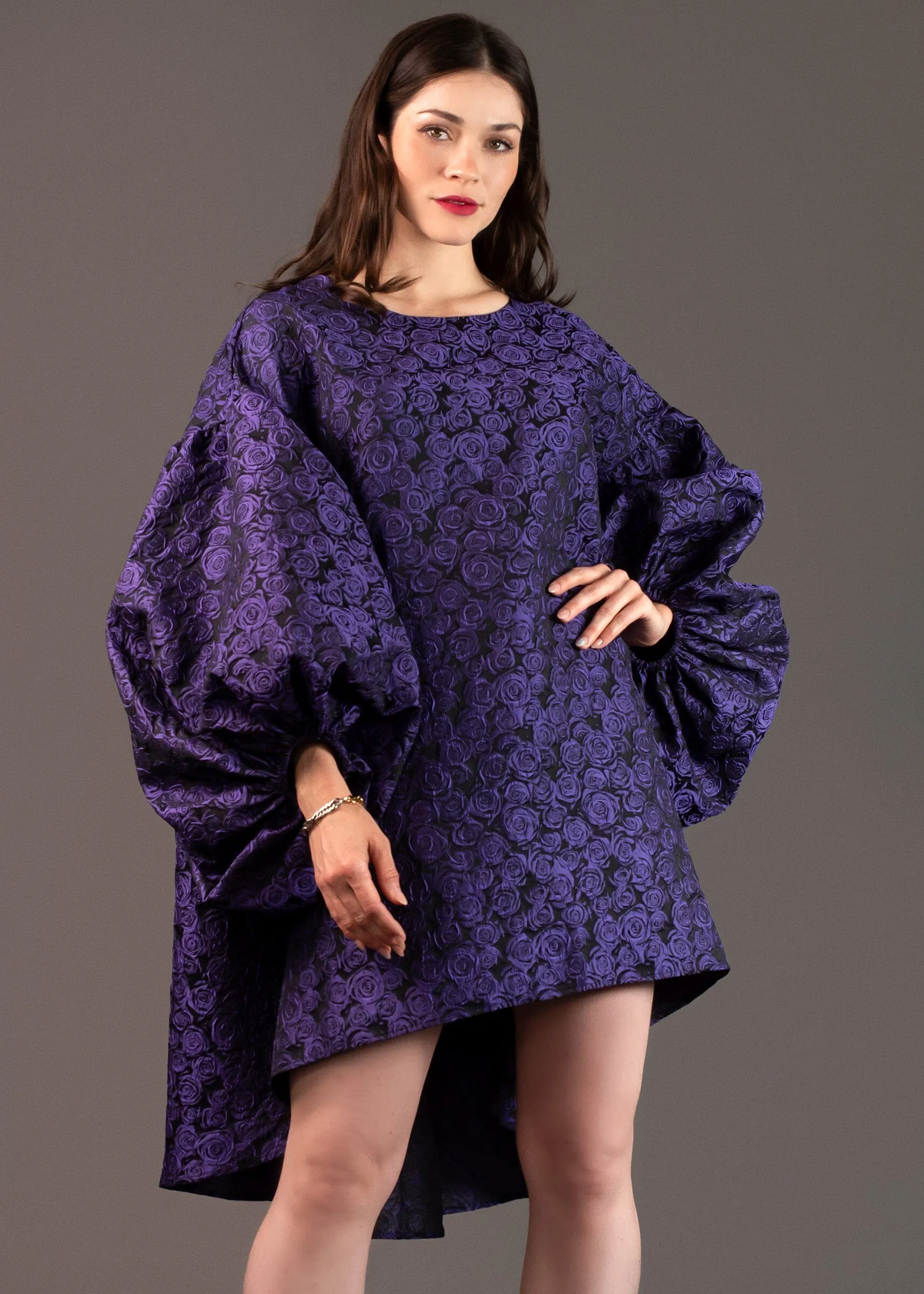 Rose Print Balloon Sleeve Dress sold by Kate Hewko