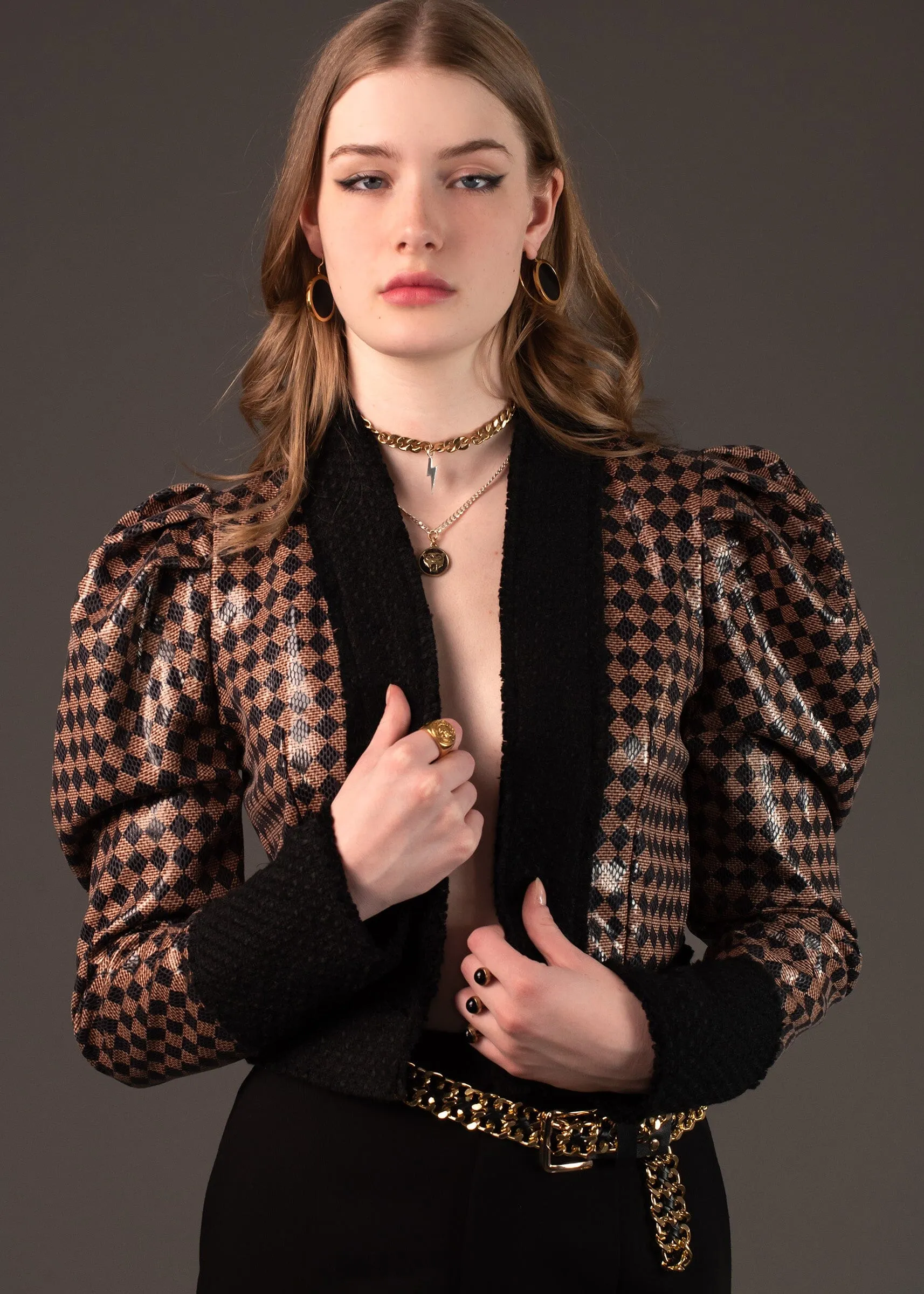 Puff Shoulder Harlequin Cardigan sold by Kate Hewko product image thumbnail 5