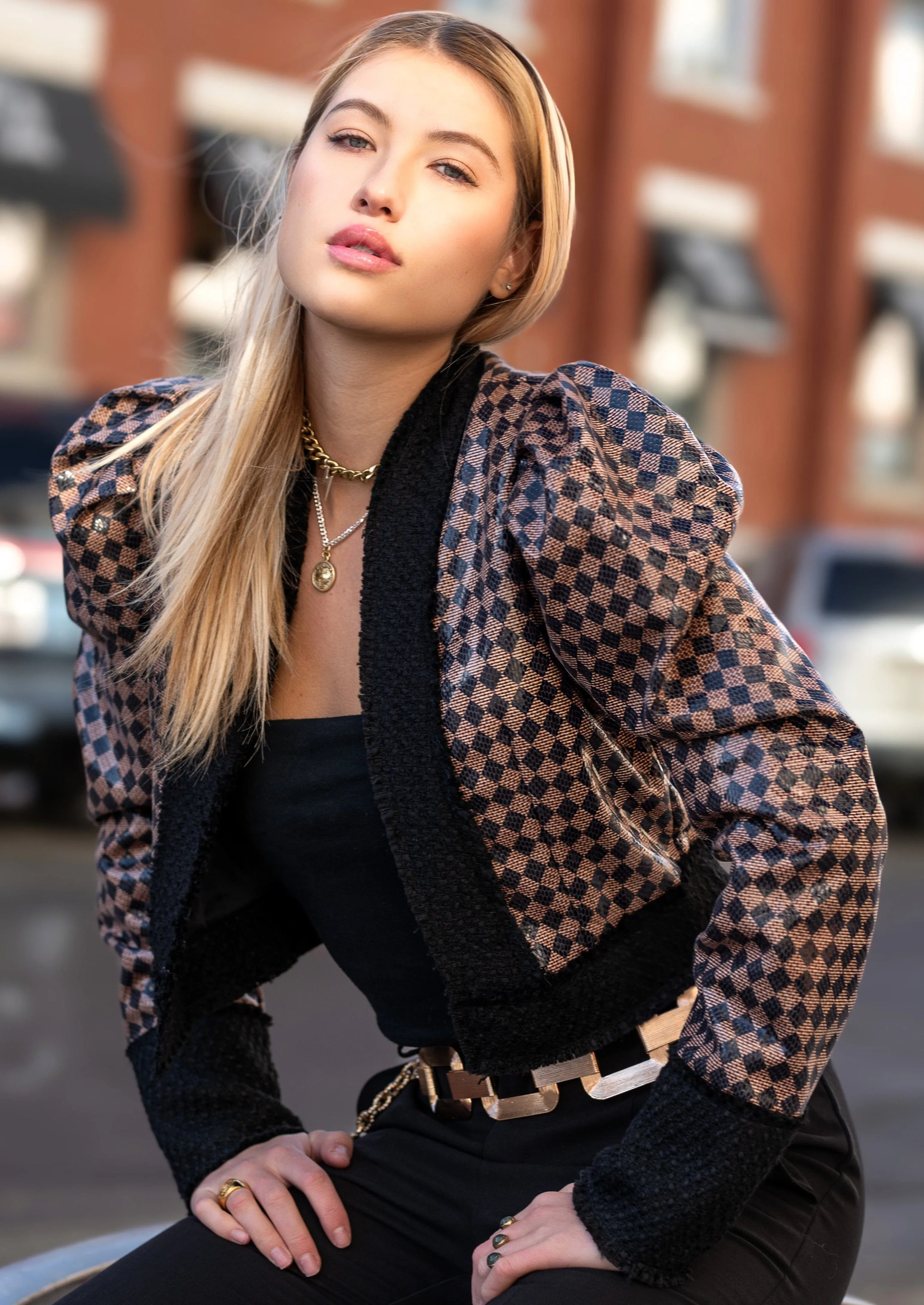 Puff Shoulder Harlequin Cardigan sold by Kate Hewko product image thumbnail 2