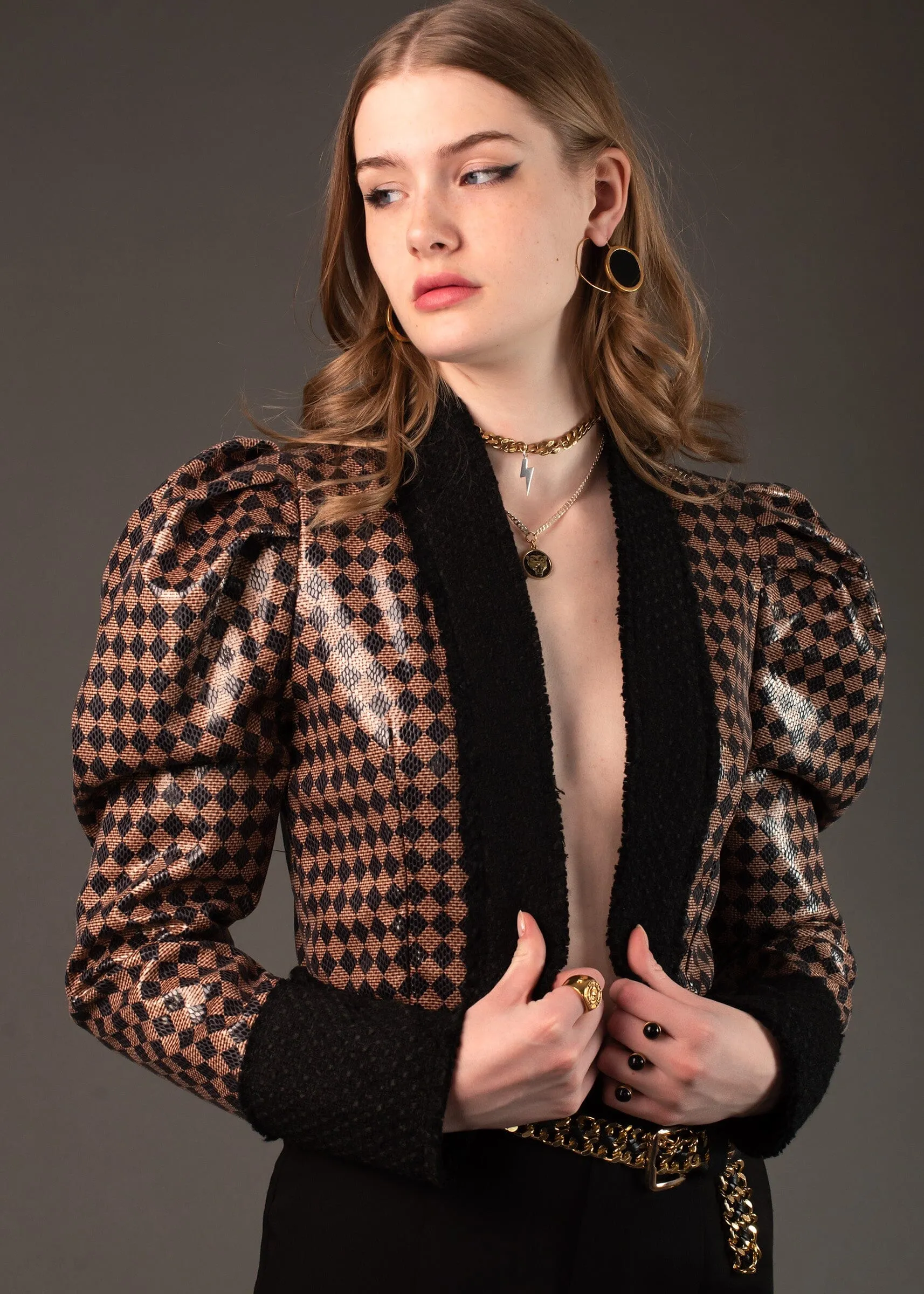 Puff Shoulder Harlequin Cardigan sold by Kate Hewko product image thumbnail 3