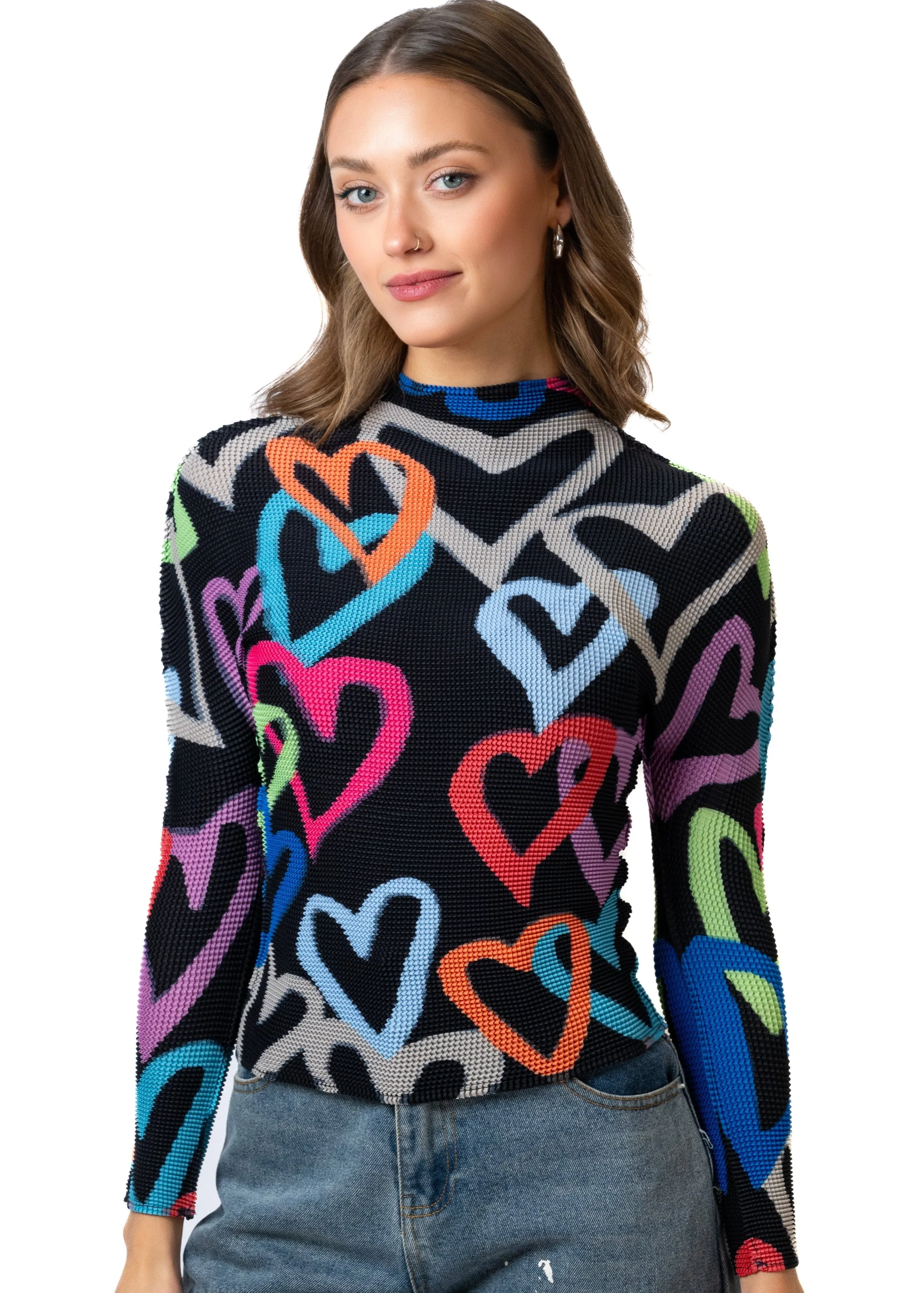 Mock Neck Graffiti Heart Top sold by Kate Hewko product image thumbnail 3
