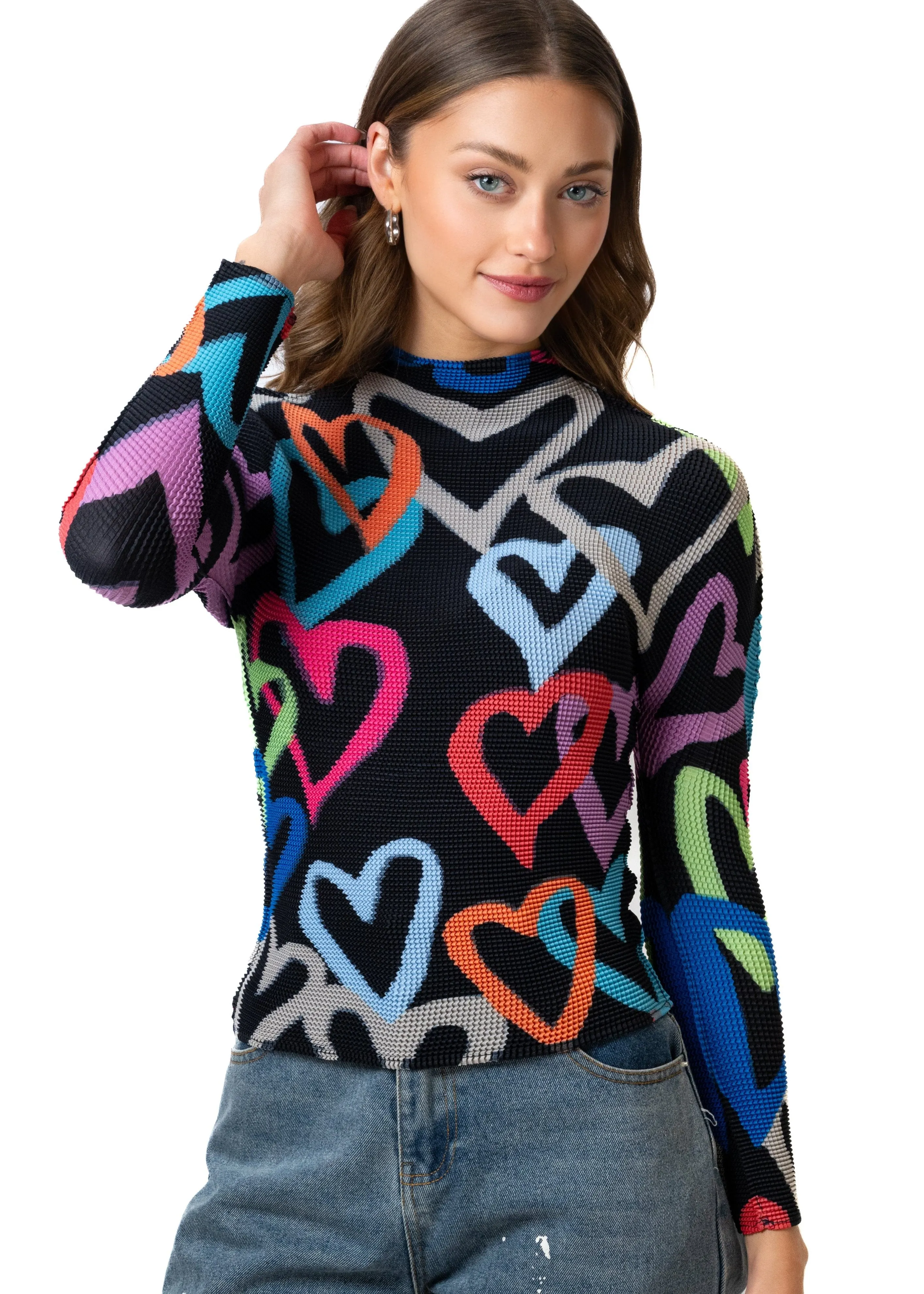 Mock Neck Graffiti Heart Top sold by Kate Hewko product image thumbnail 2
