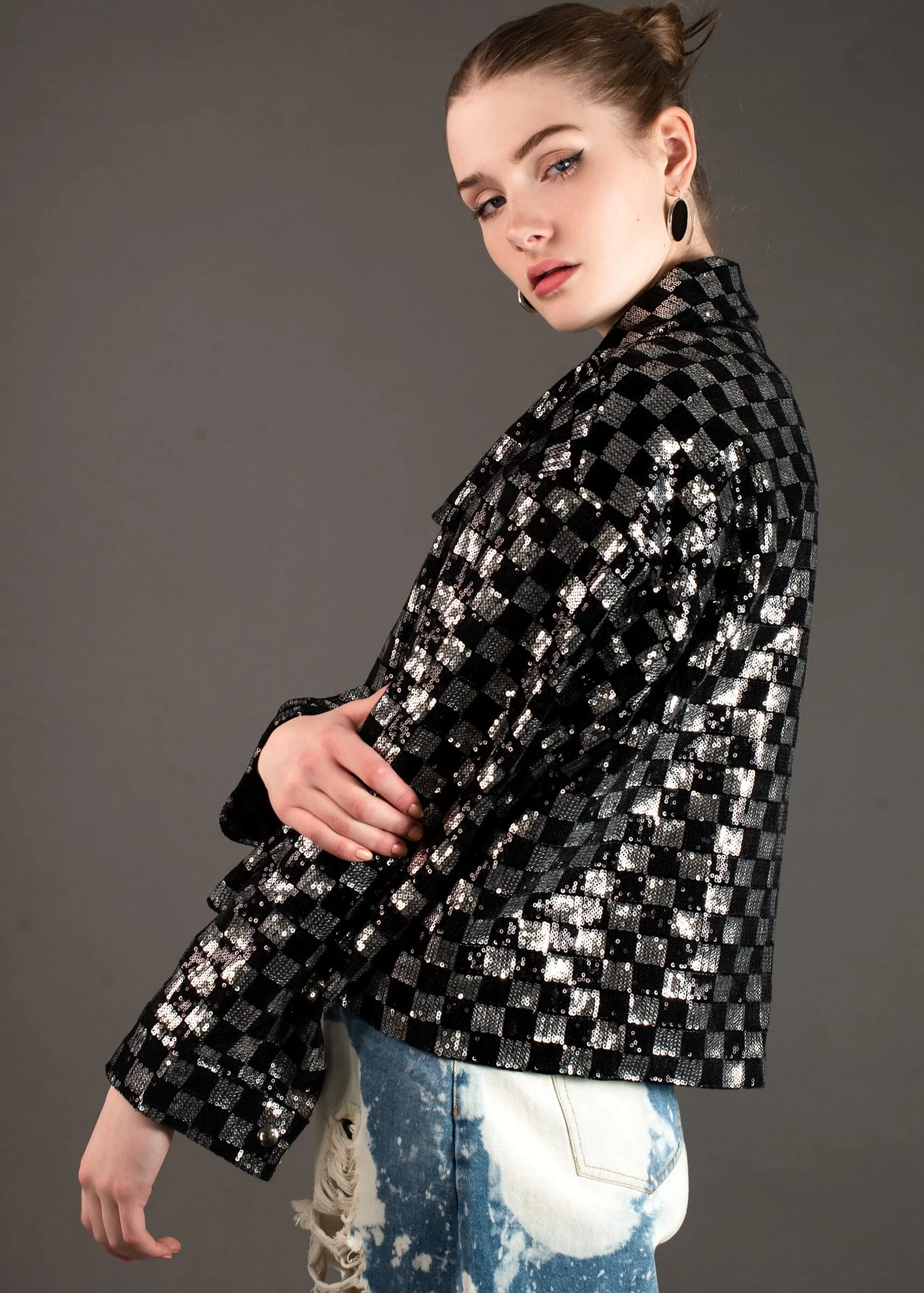 Sequin Checker Bomber sold by Kate Hewko product image thumbnail 3