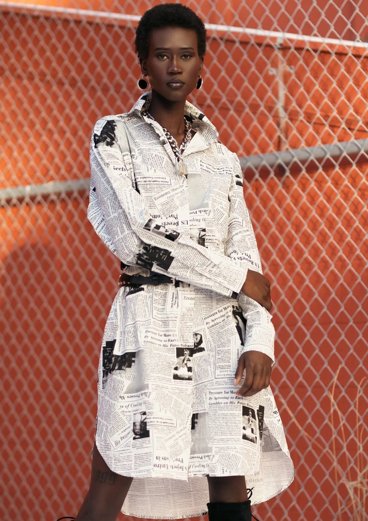Newsprint Button Up Layering Piece sold by Kate Hewko
