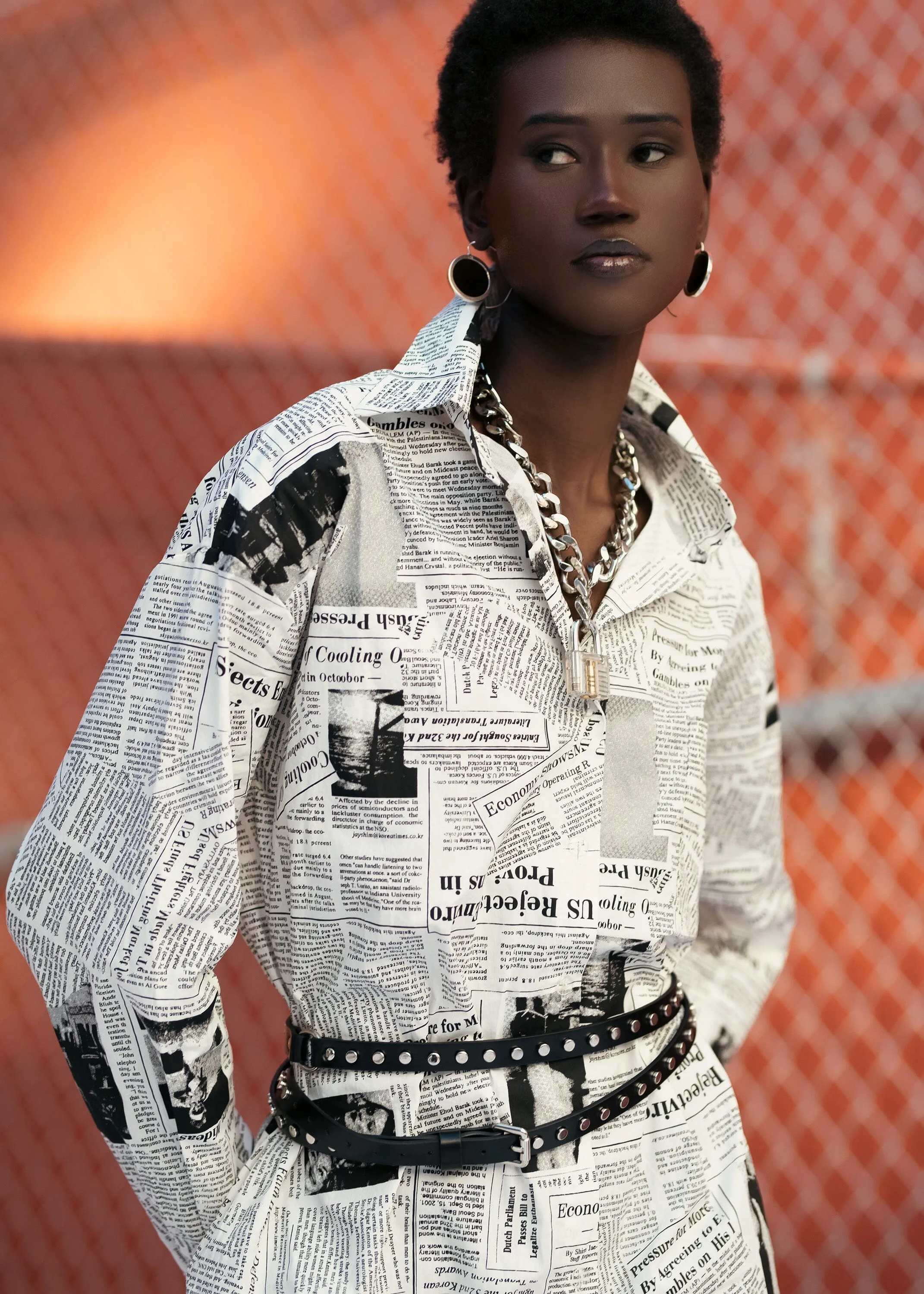 Newsprint Button Up Layering Piece sold by Kate Hewko product image thumbnail 2