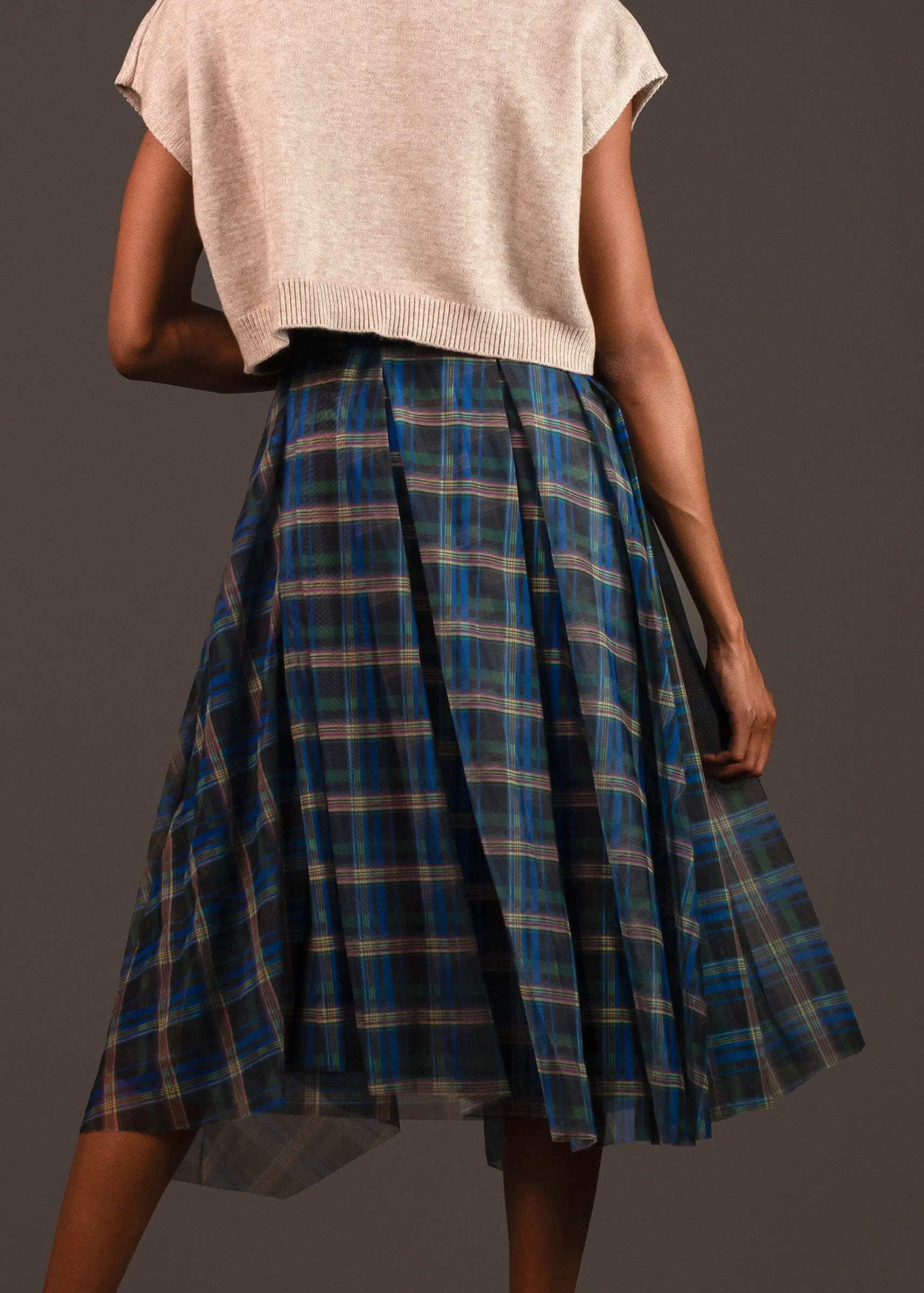 Asymmetrical Plaid Tulle Skirt sold by Kate Hewko product image thumbnail 4