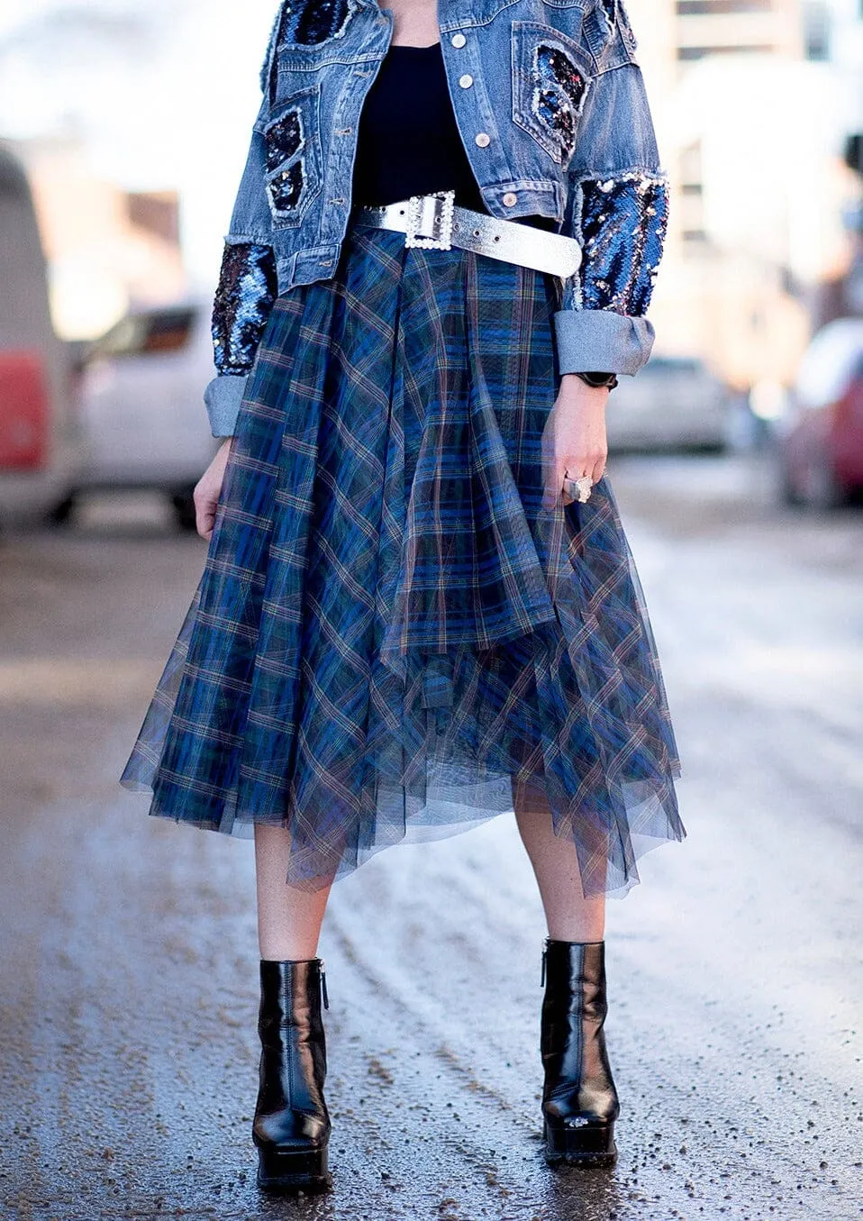 Asymmetrical Plaid Tulle Skirt sold by Kate Hewko