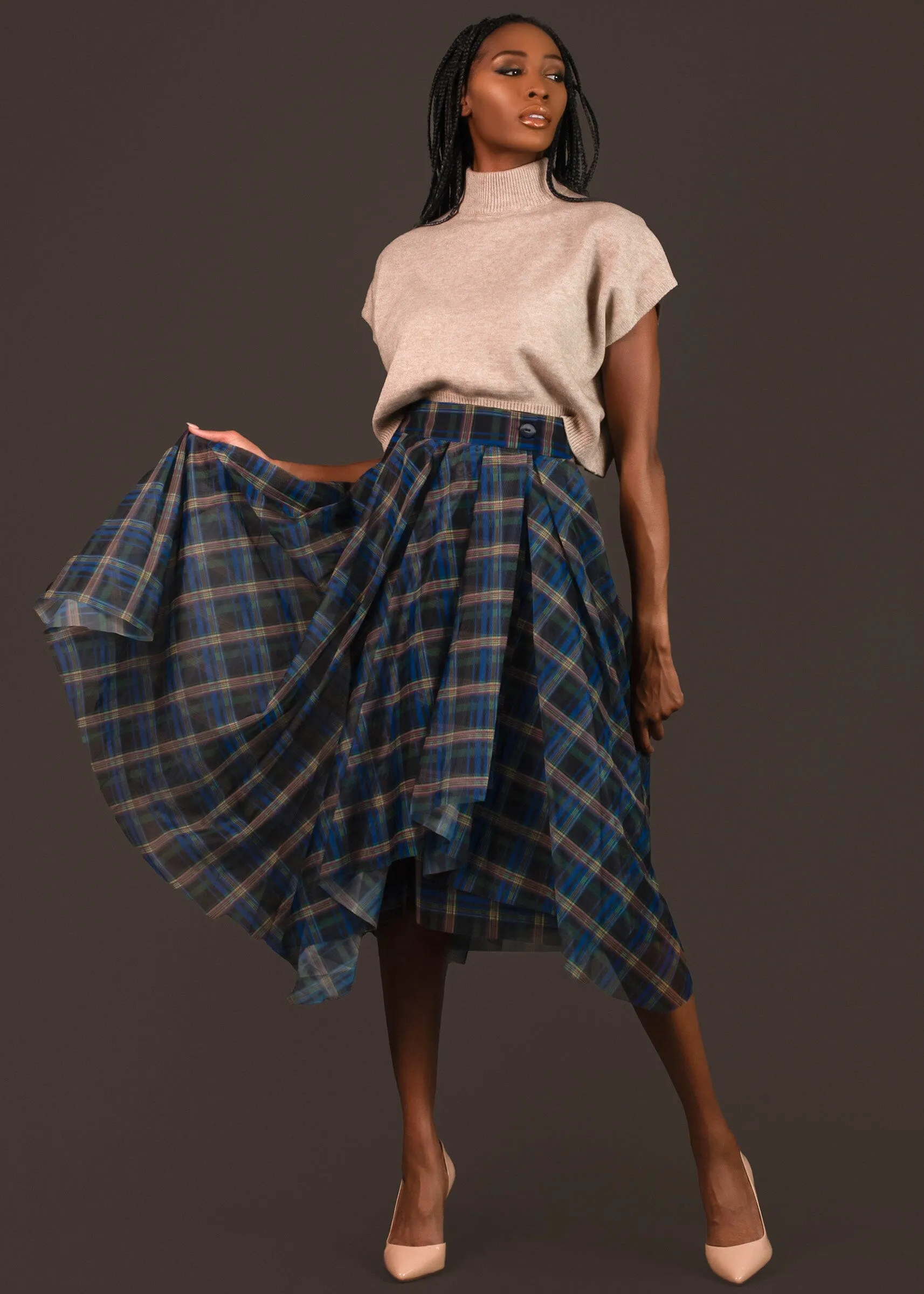 Asymmetrical Plaid Tulle Skirt sold by Kate Hewko product image thumbnail 2