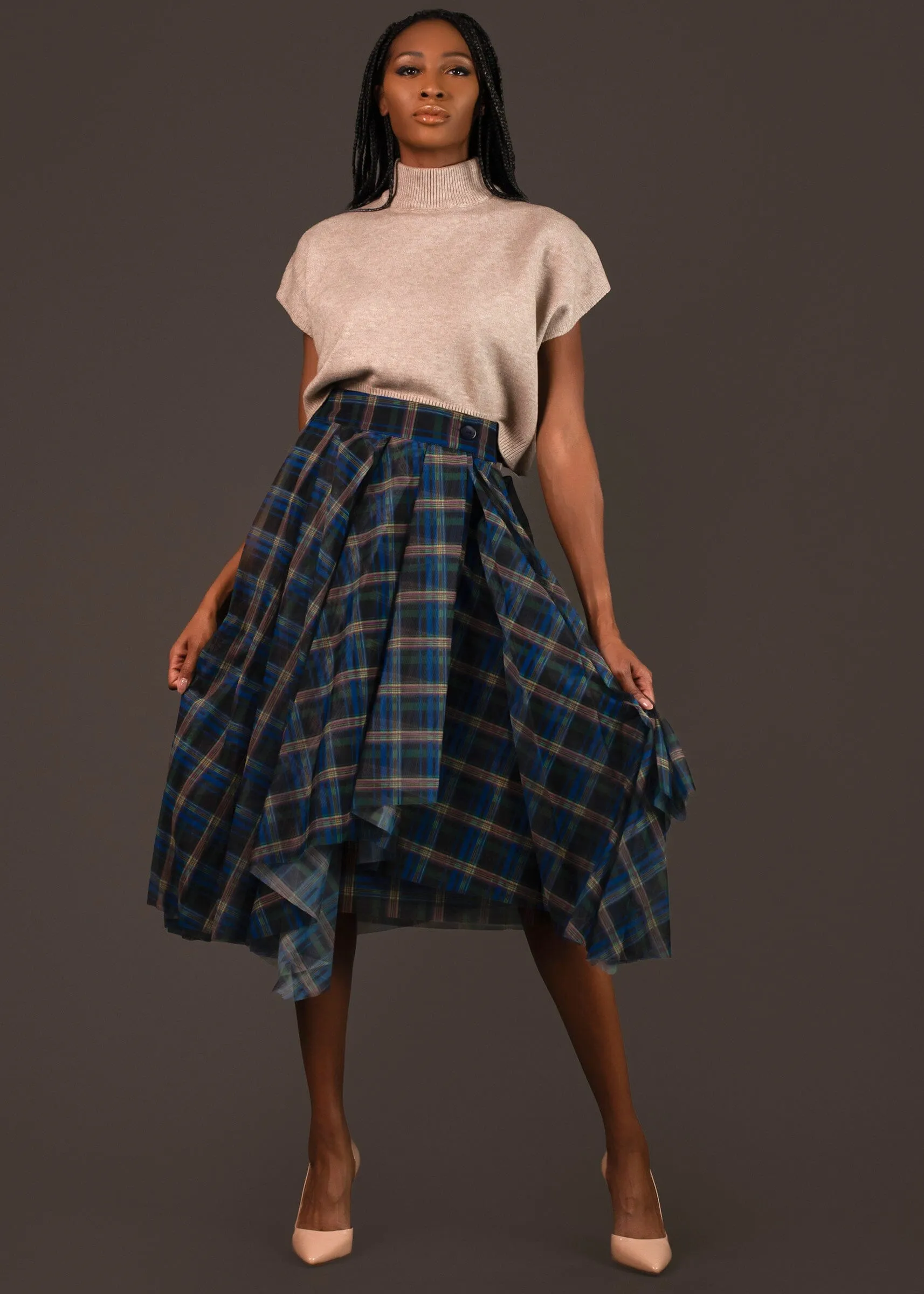 Asymmetrical Plaid Tulle Skirt sold by Kate Hewko product image thumbnail 3