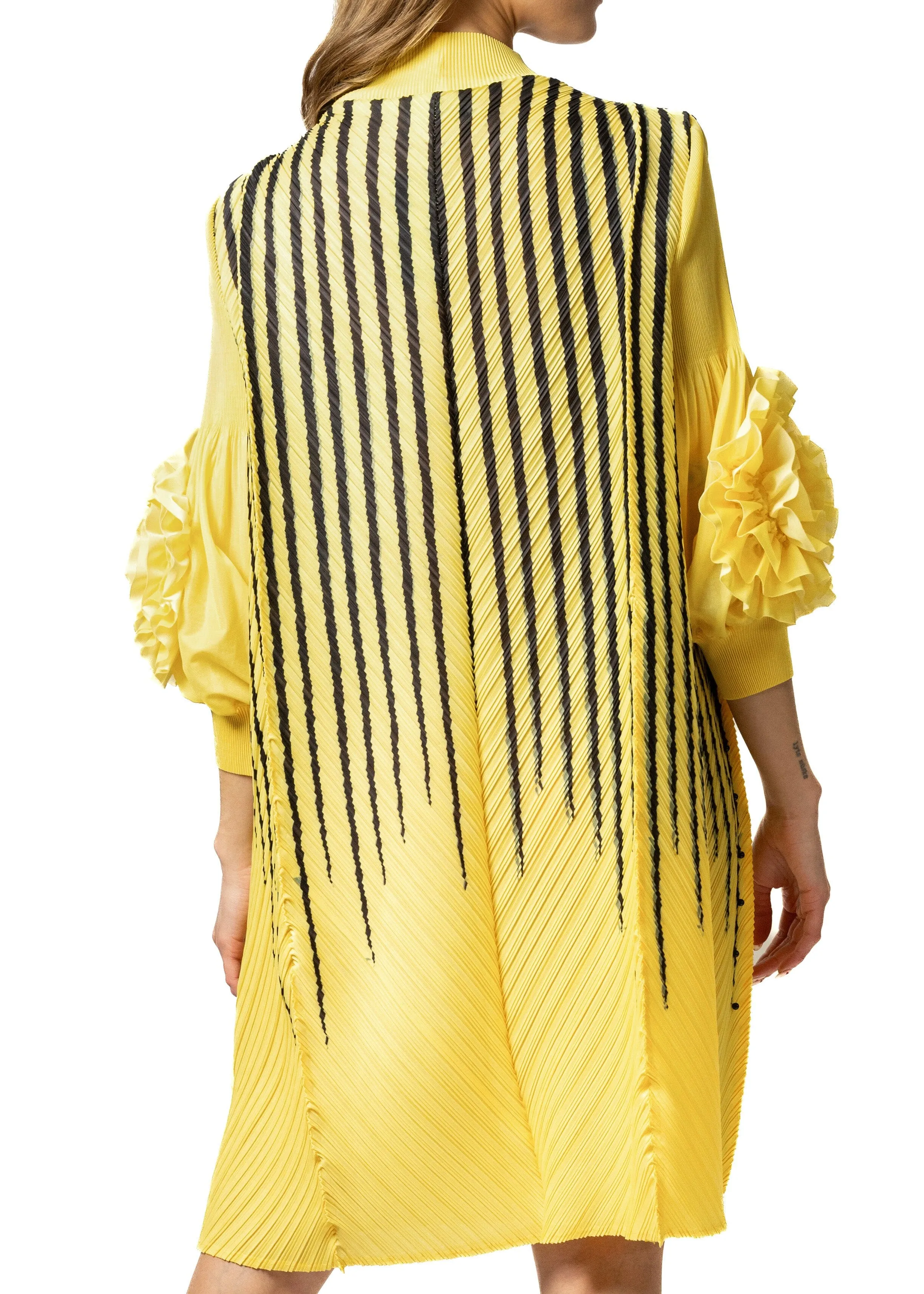 Pearl Striped Petal Sleeve Mock Neck Dress sold by Kate Hewko product image thumbnail 4